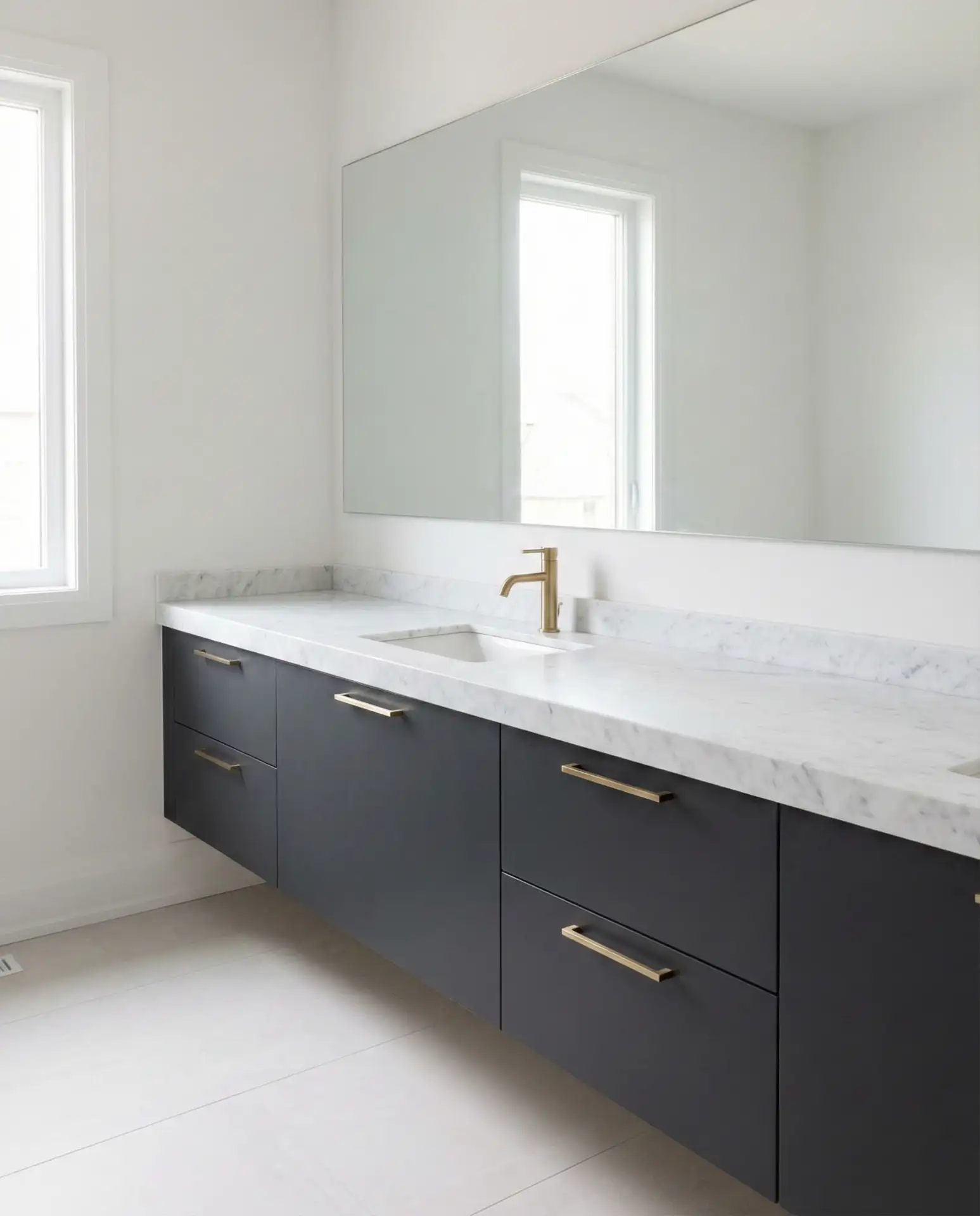 Charcoal Gray Vanity with White Marble 2
