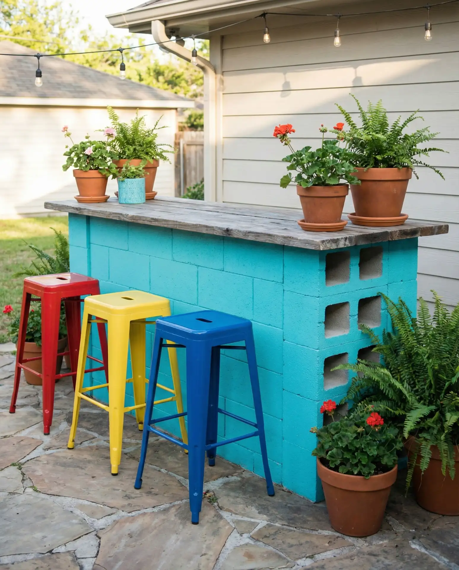 Cheap Cinder Block Bar Painted Bright 2