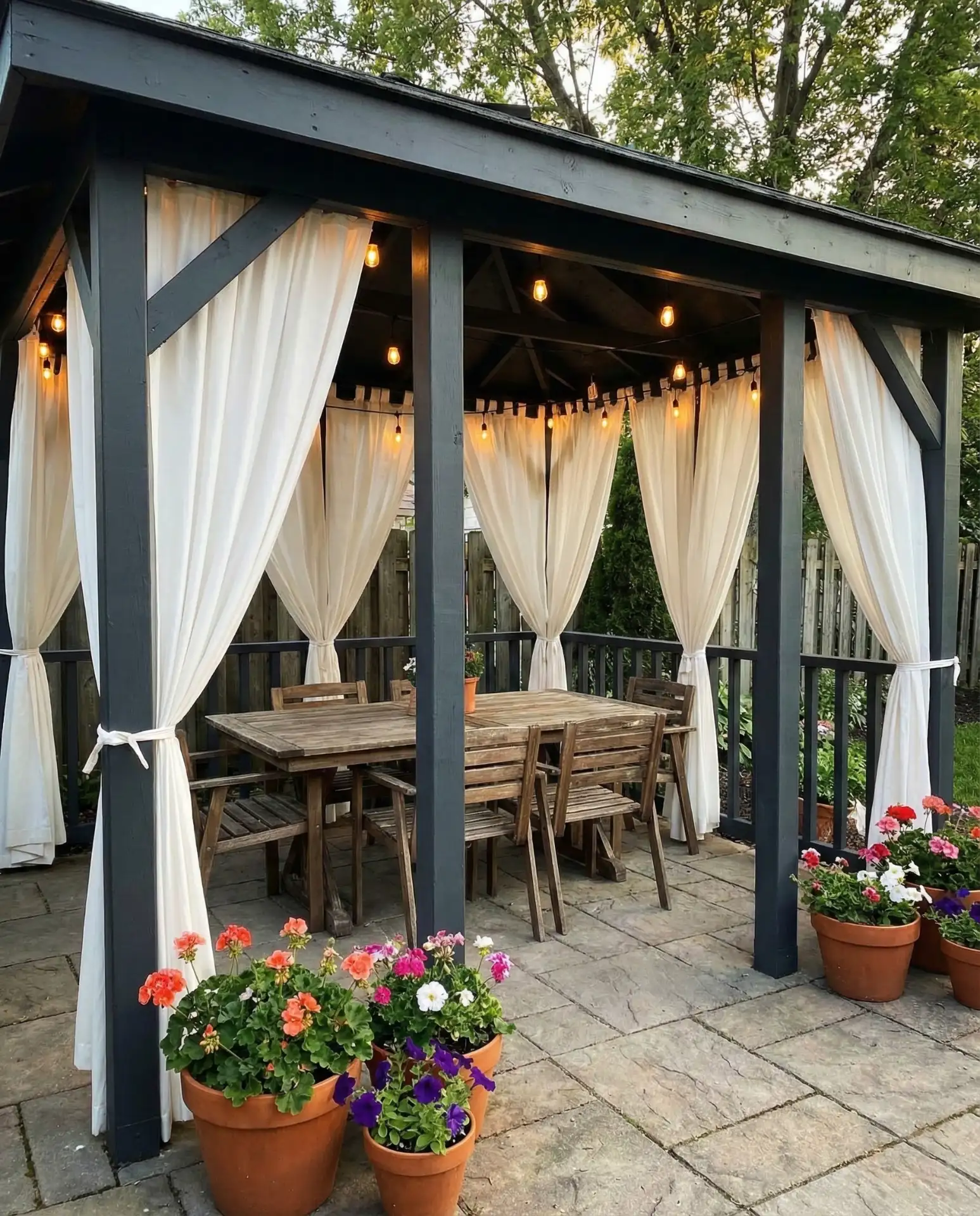 Cheap Gazebo Makeover with Paint and Fabric 2