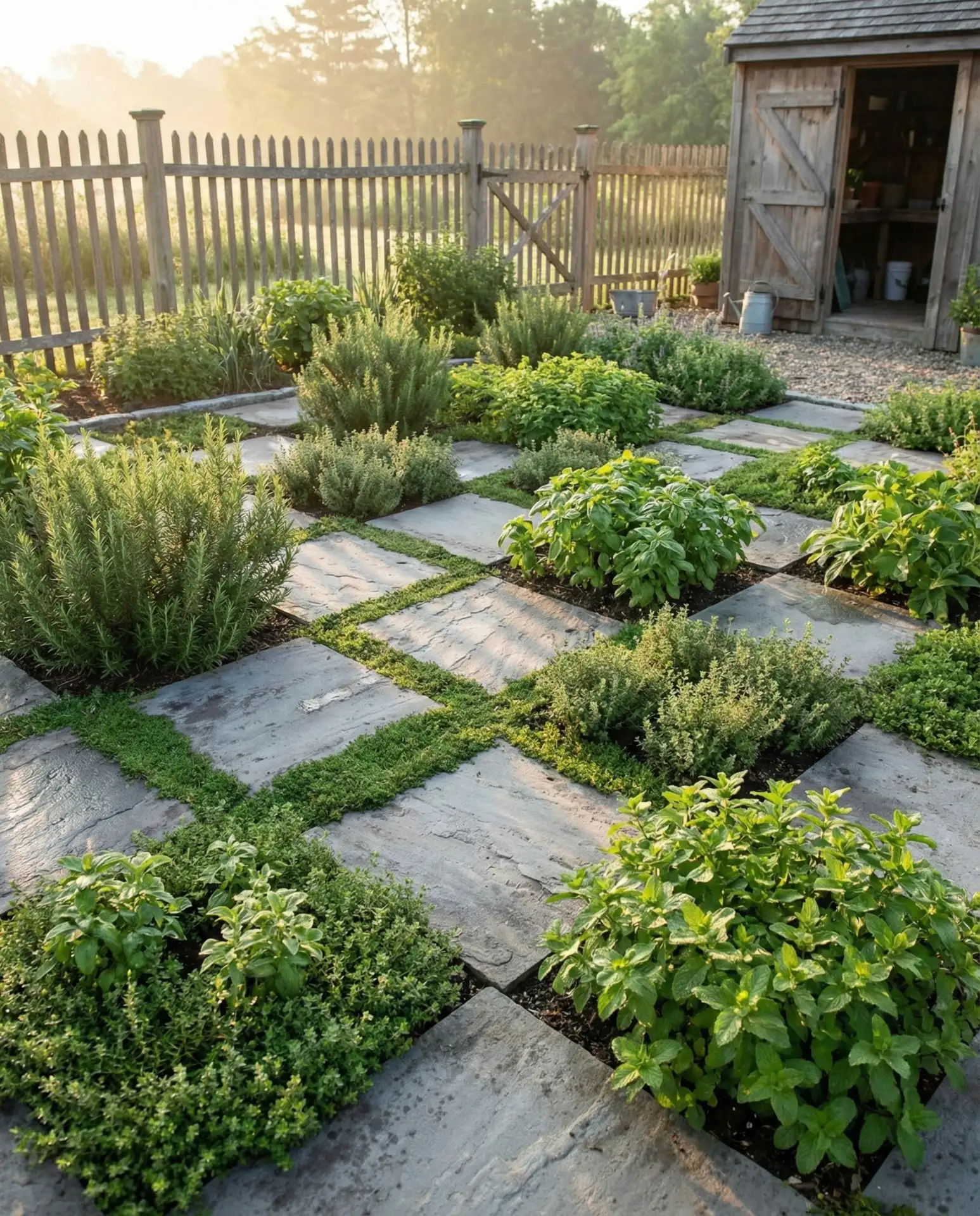Checkerboard Herb Garden with Stone Dividers 2