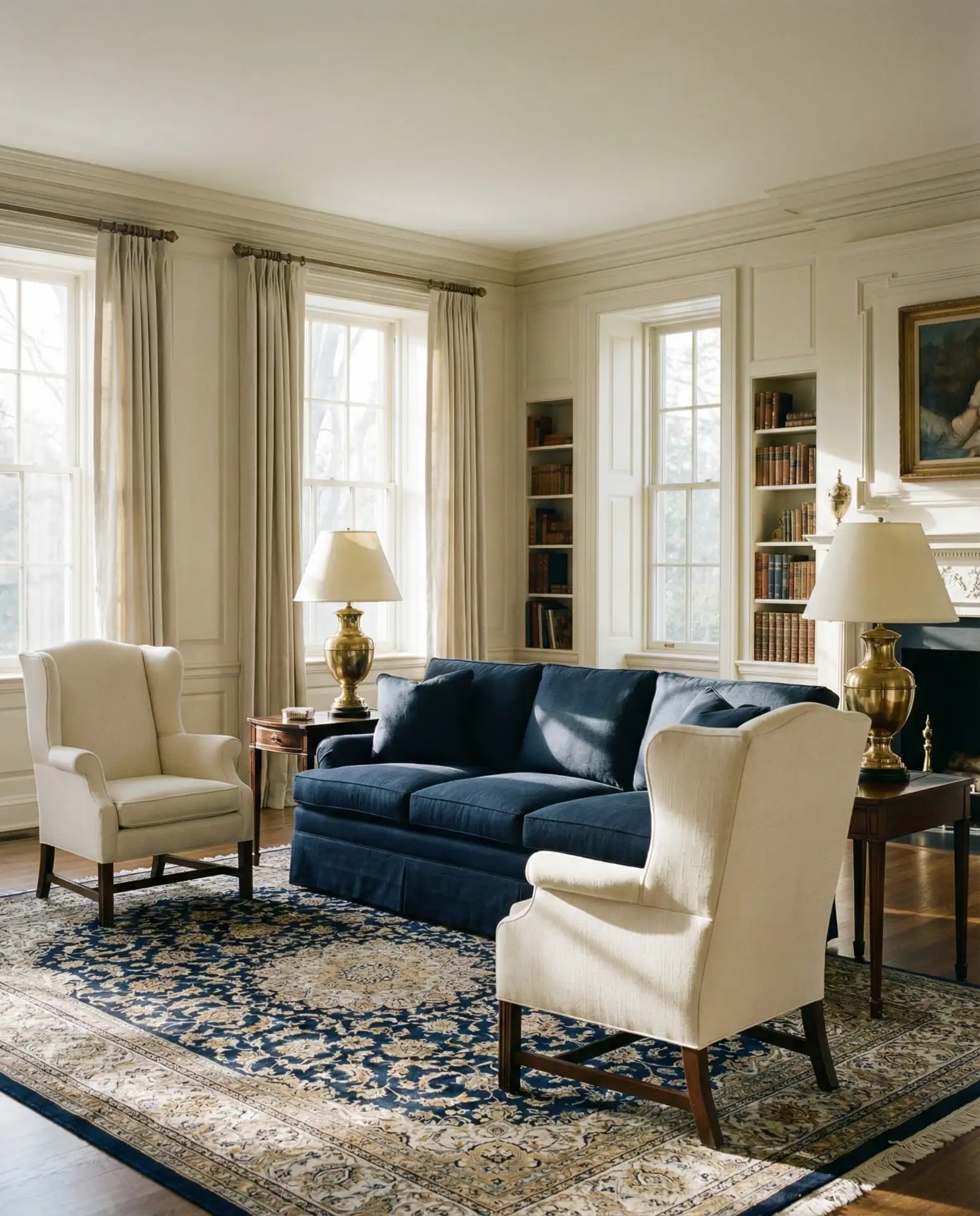 Classic Living Room with Symmetry and Refined Upholstery 1