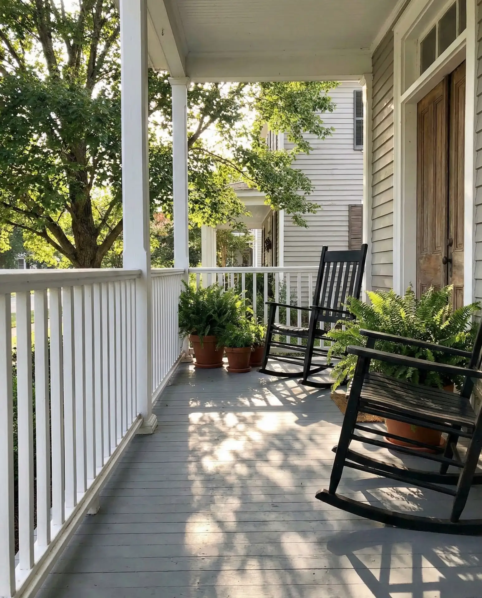 Classic White Picket Front Porch Railing 2