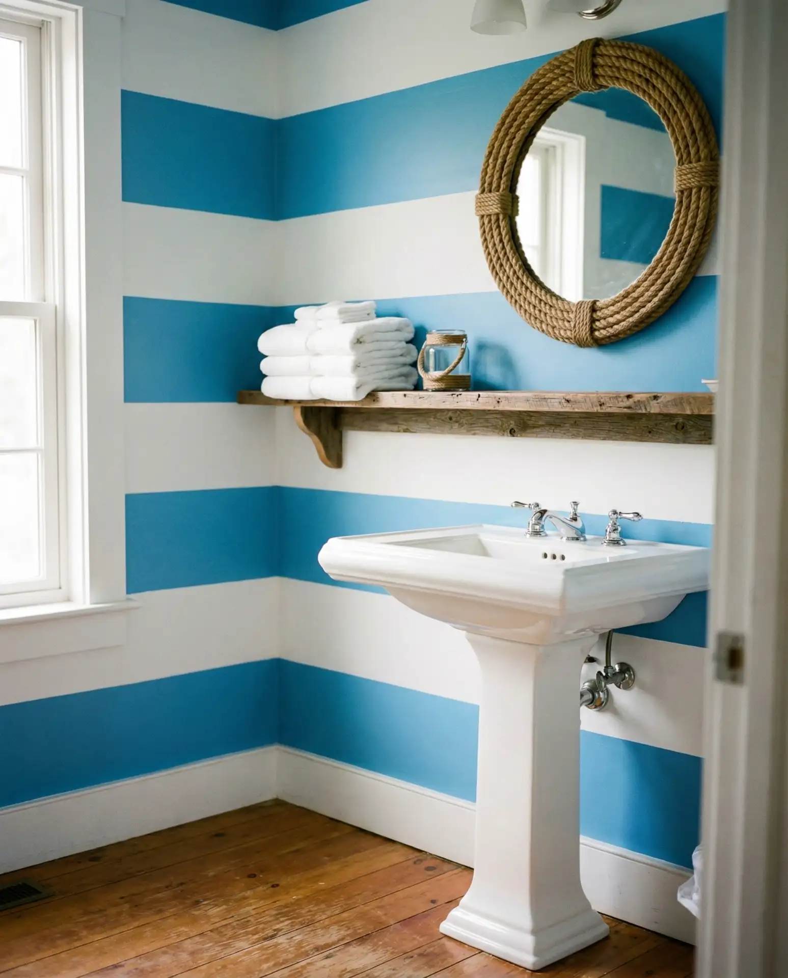 Coastal Blue and White Striped Walls 1