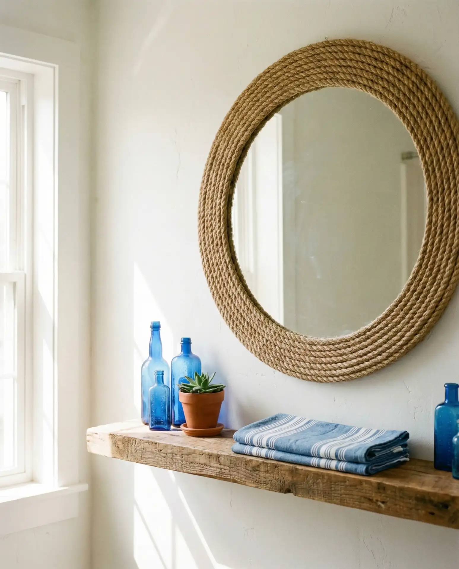 Coastal Rope Mirror with Blue Decor 1