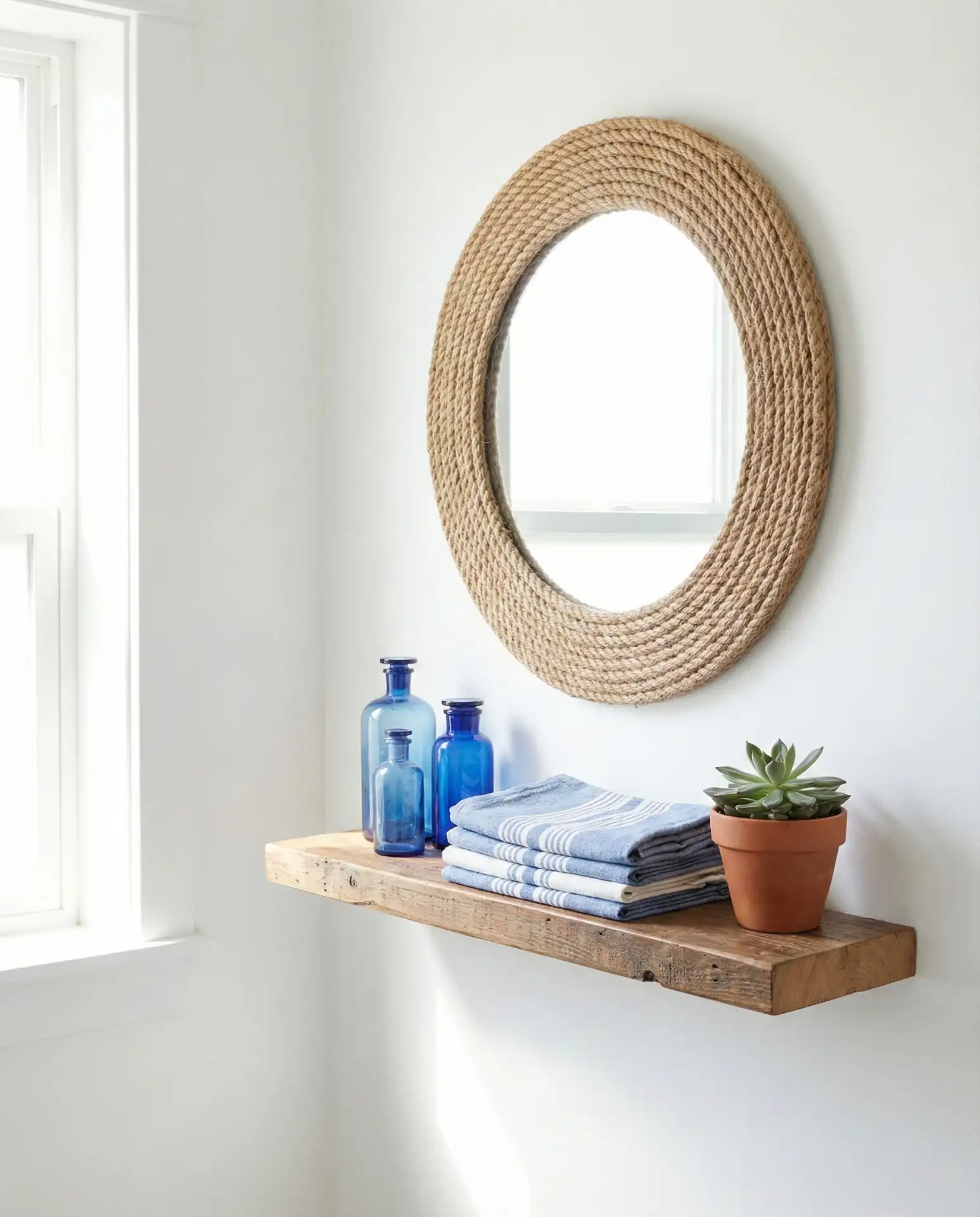 Coastal Rope Mirror with Blue Decor 2