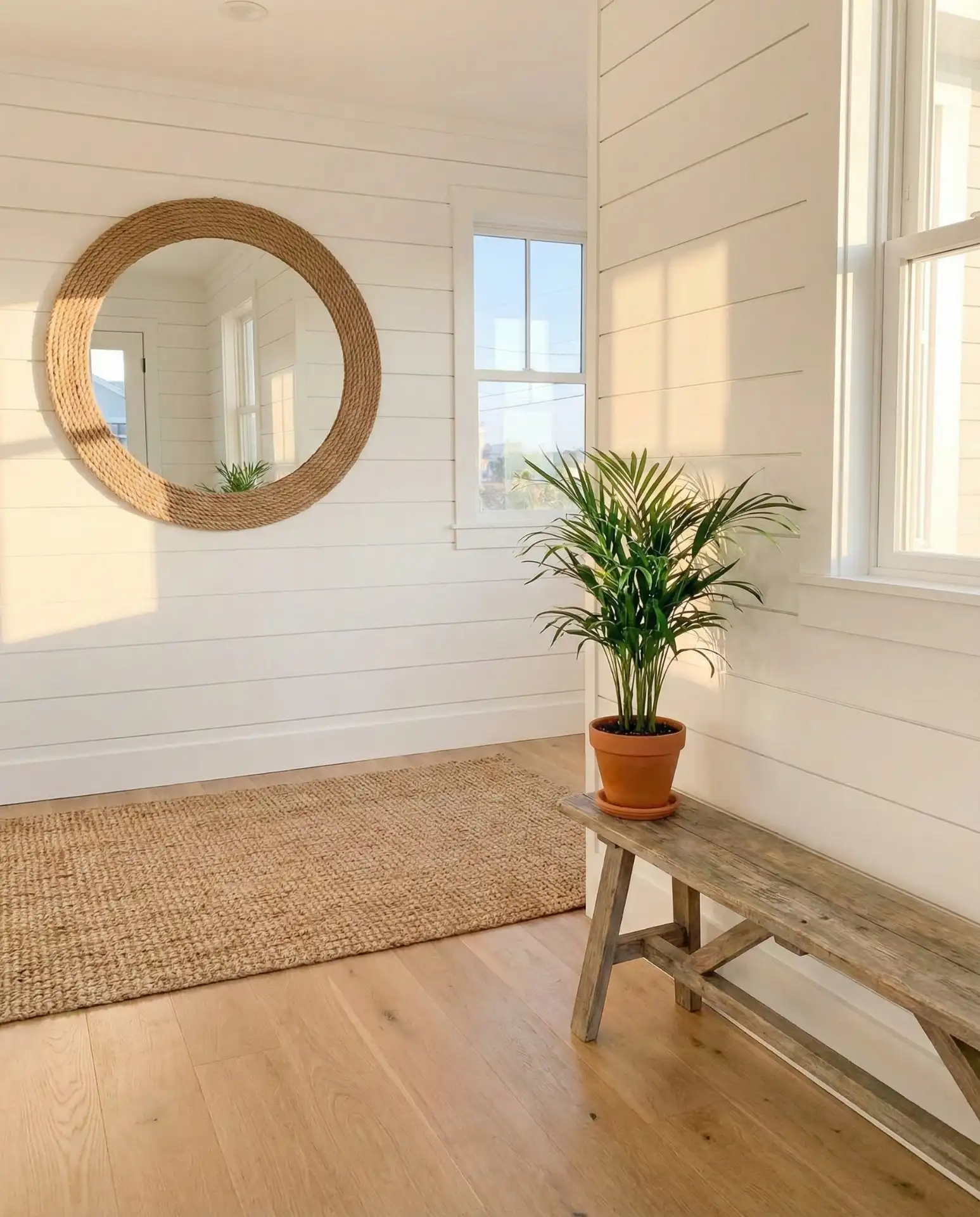 Coastal Shiplap Entry with Woven Accents 1