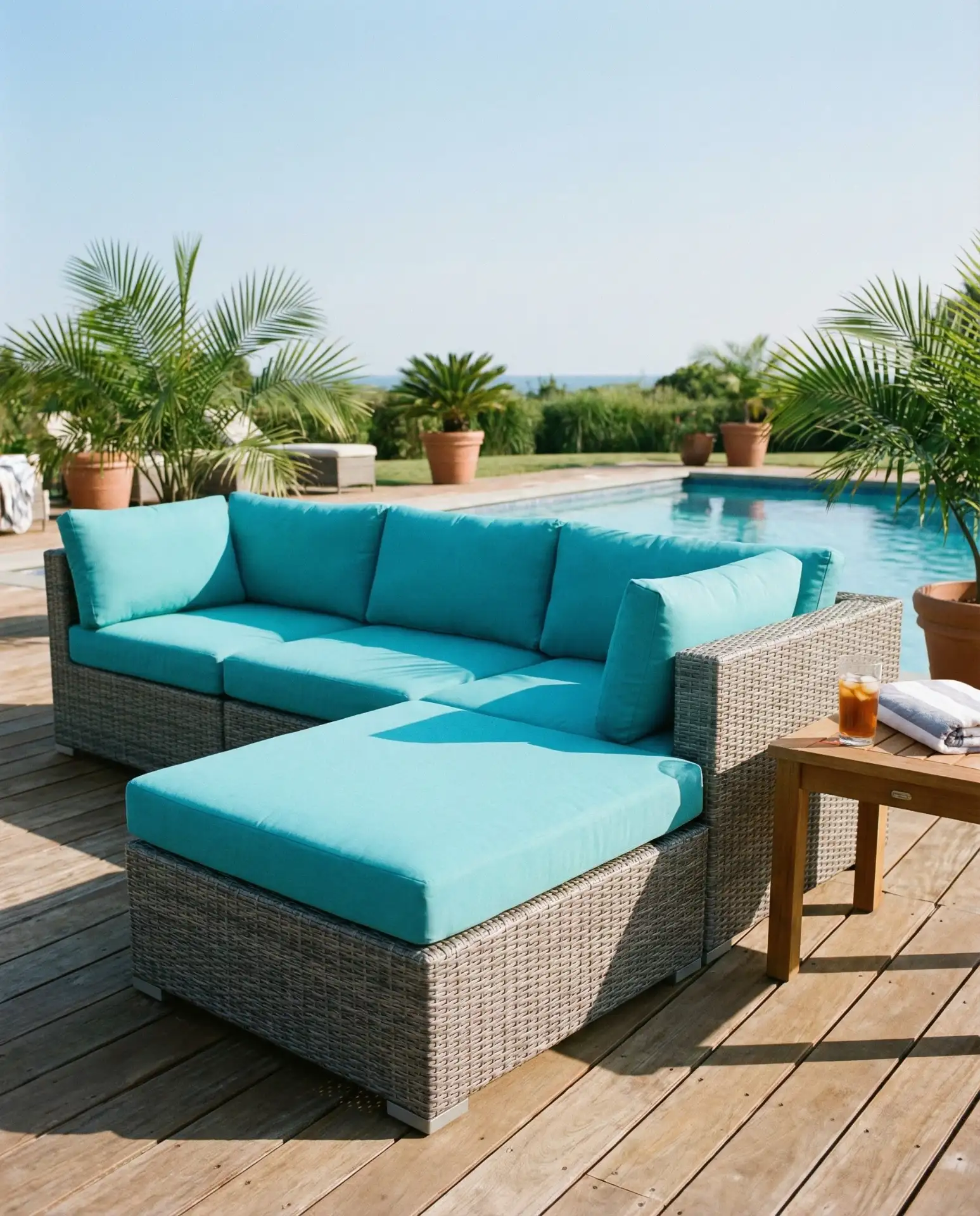 Colorful Resin Wicker Sectional Seating 1