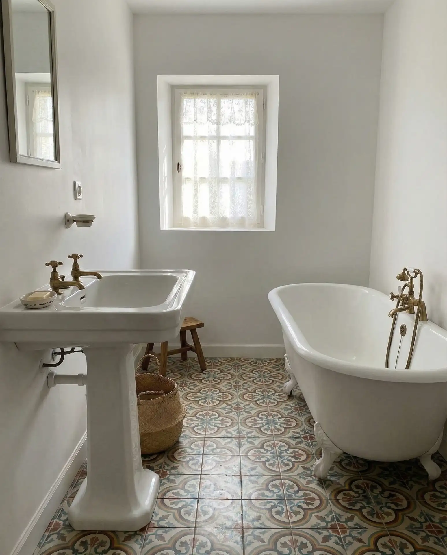 Colorful Tile Bathroom with Vintage Fixtures 2