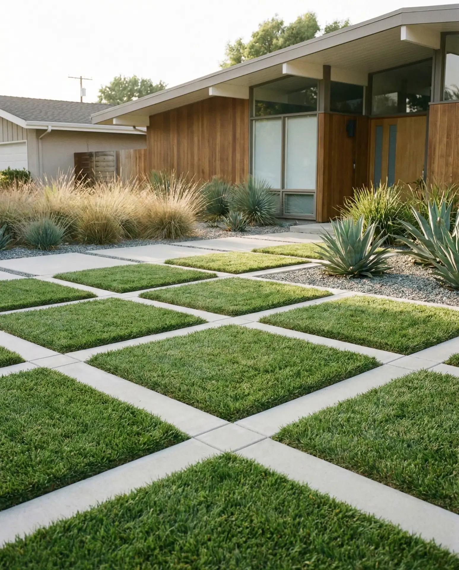 Contemporary Grass Panels with Hardscape Grid 1