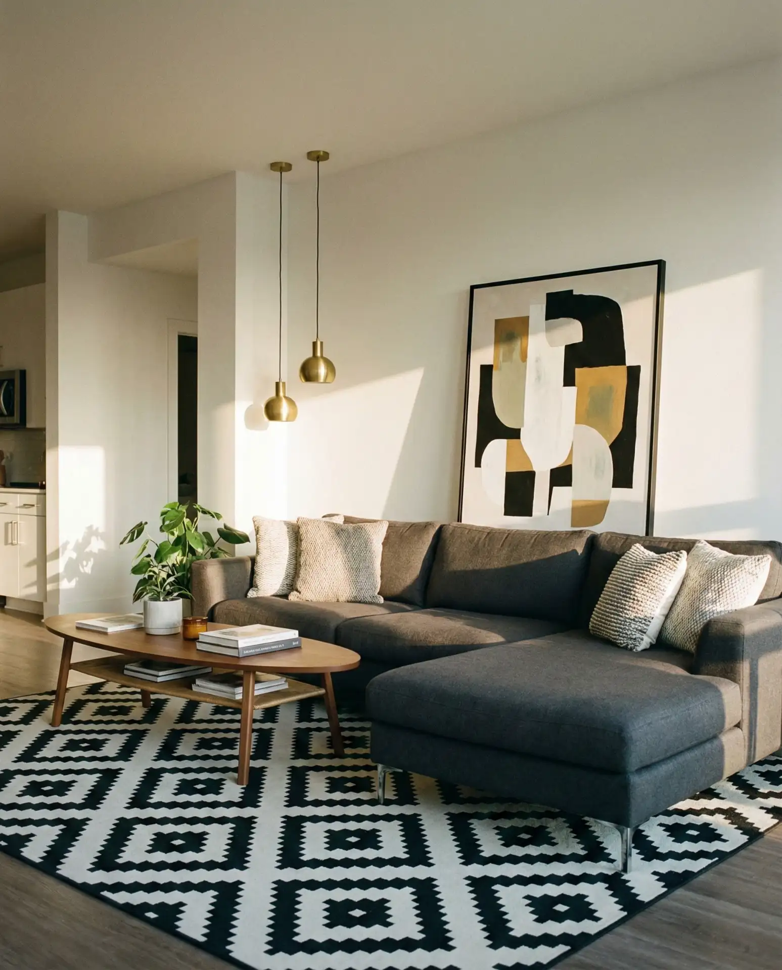 Contemporary Living Room with Bold Geometric Patterns 1