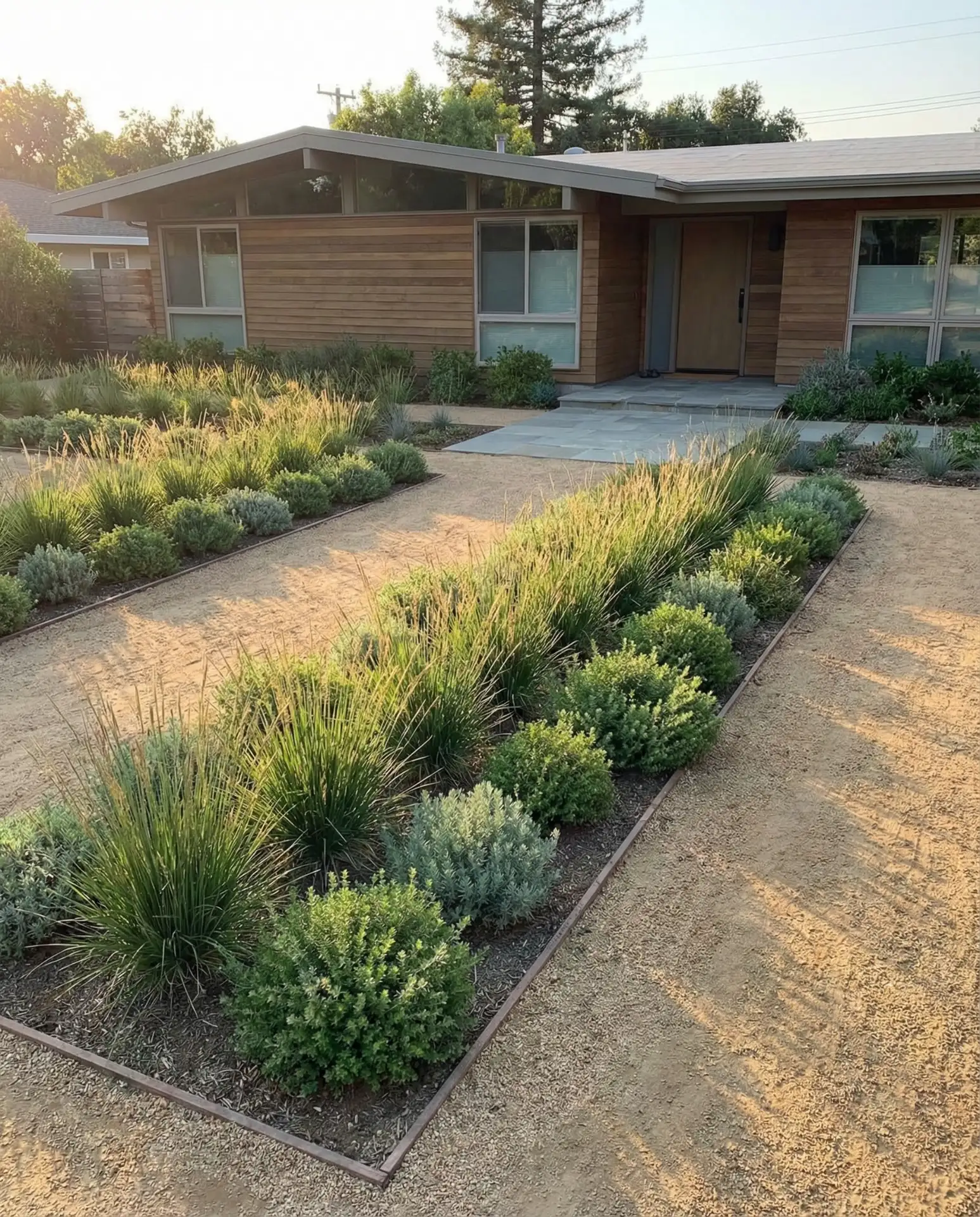 Contemporary Ranch House with Linear Planting Beds 2