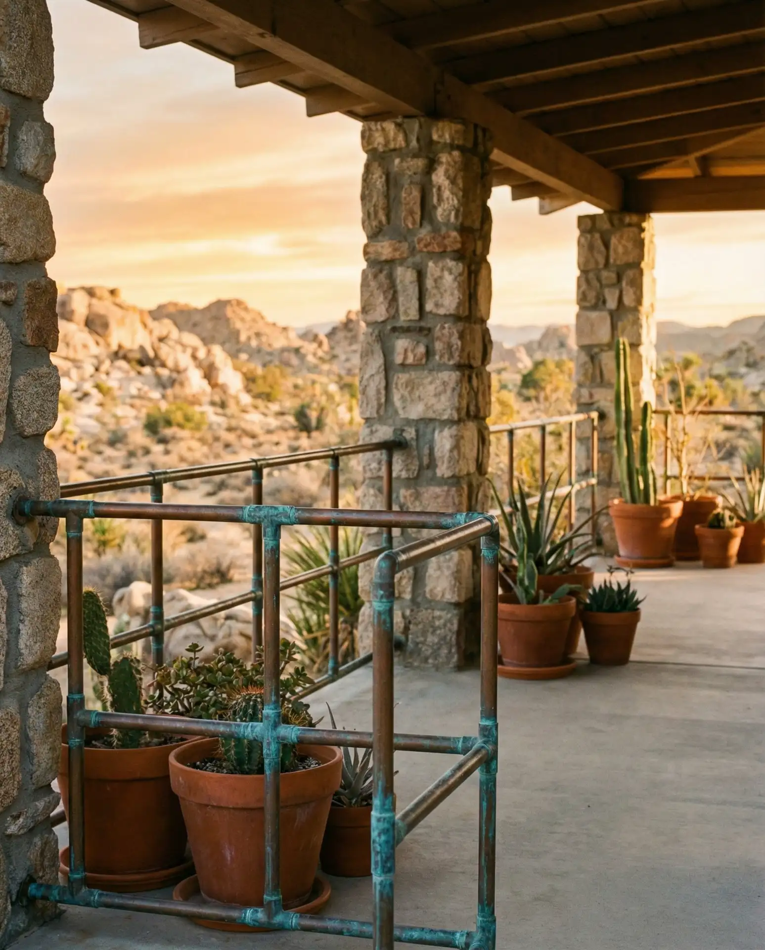 Copper Pipe Railing with Patina Finish 1