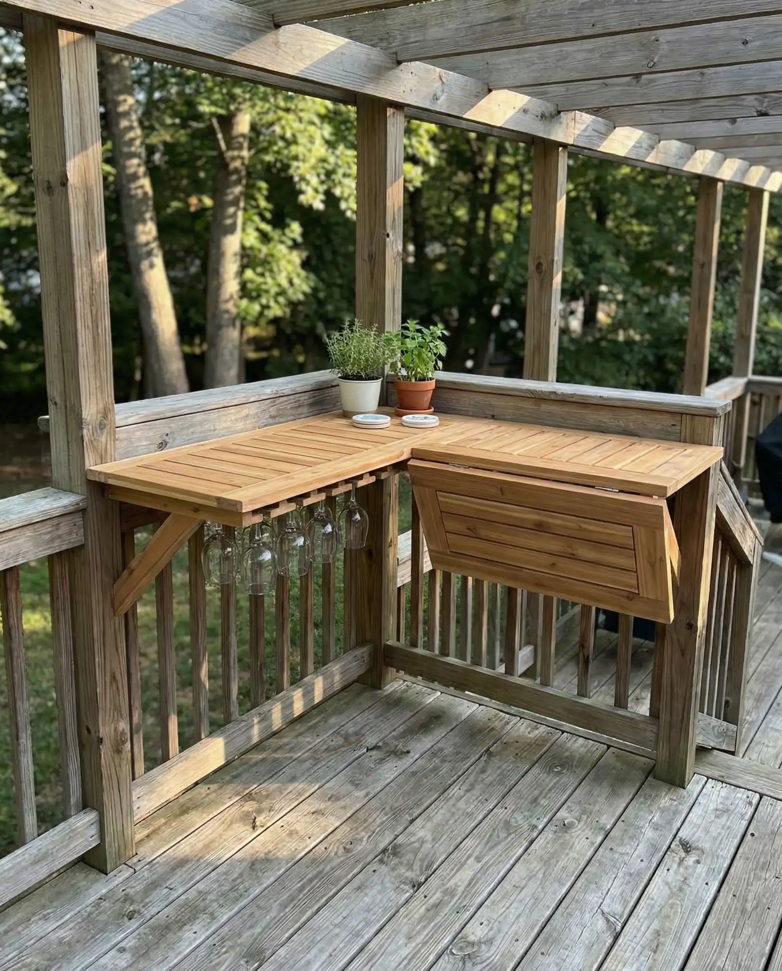 Corner Deck Bar Built into Railing 1