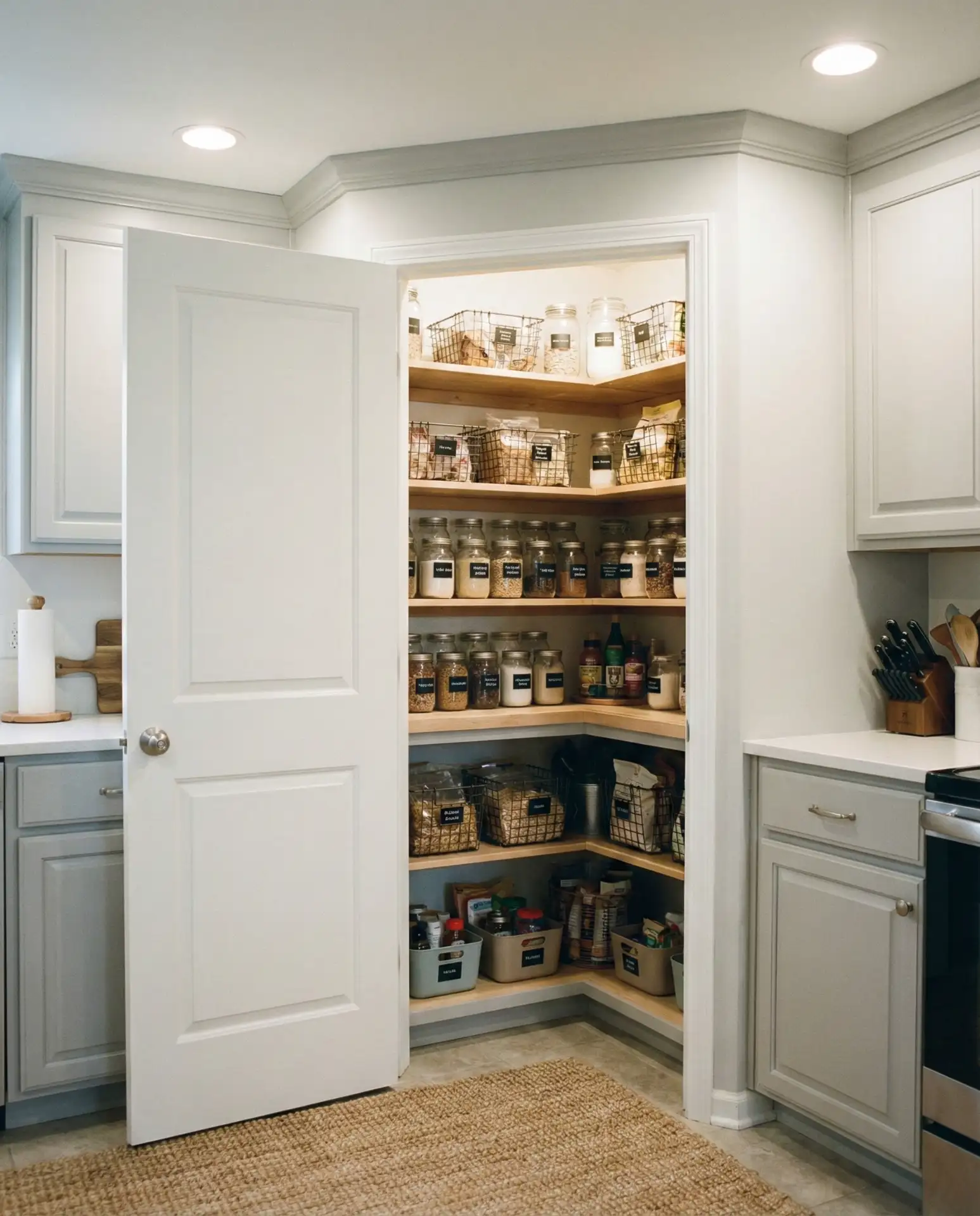 Corner Pantry Door with Space-Saving Design 1
