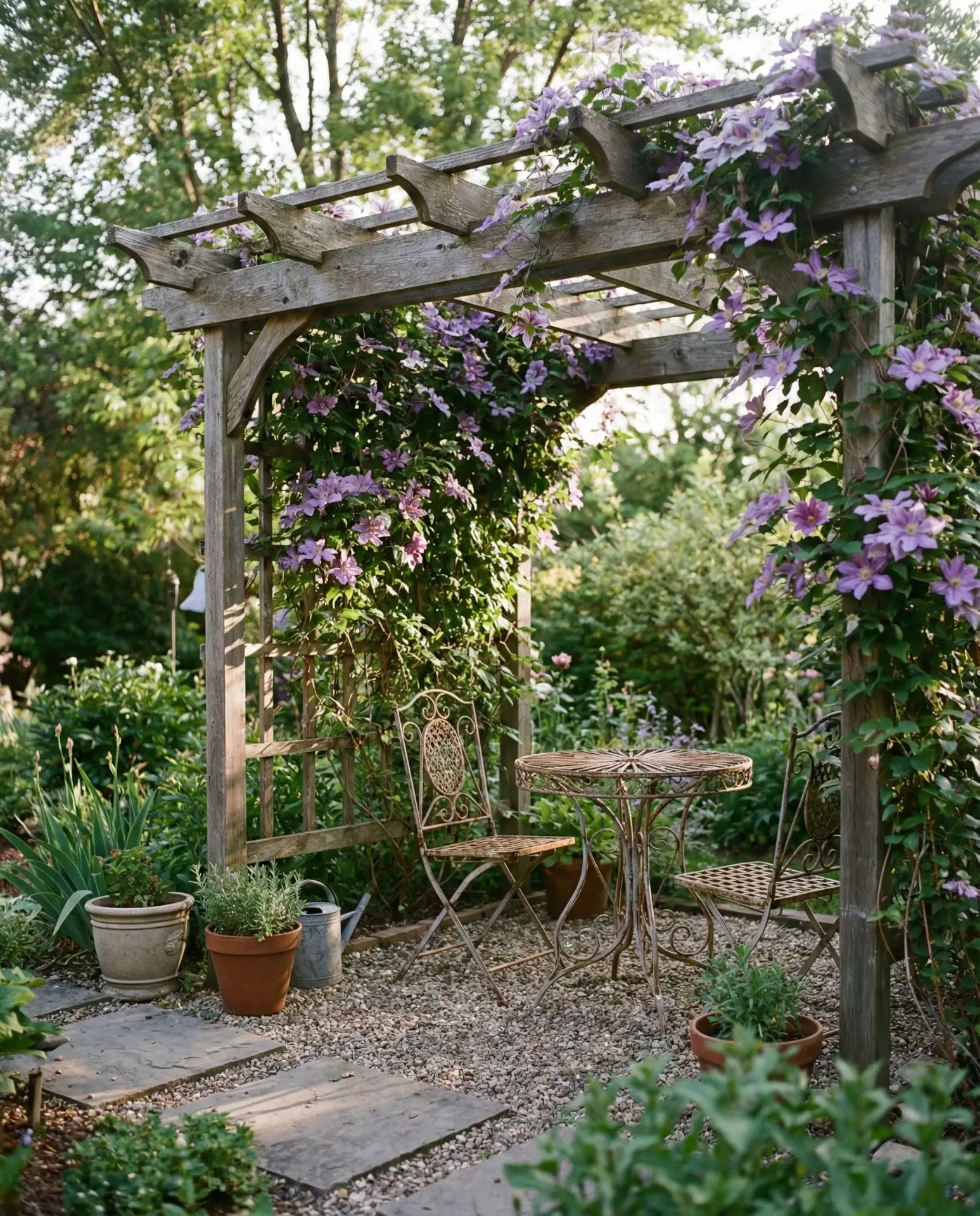 Corner Pergola with Climbing Vines 2