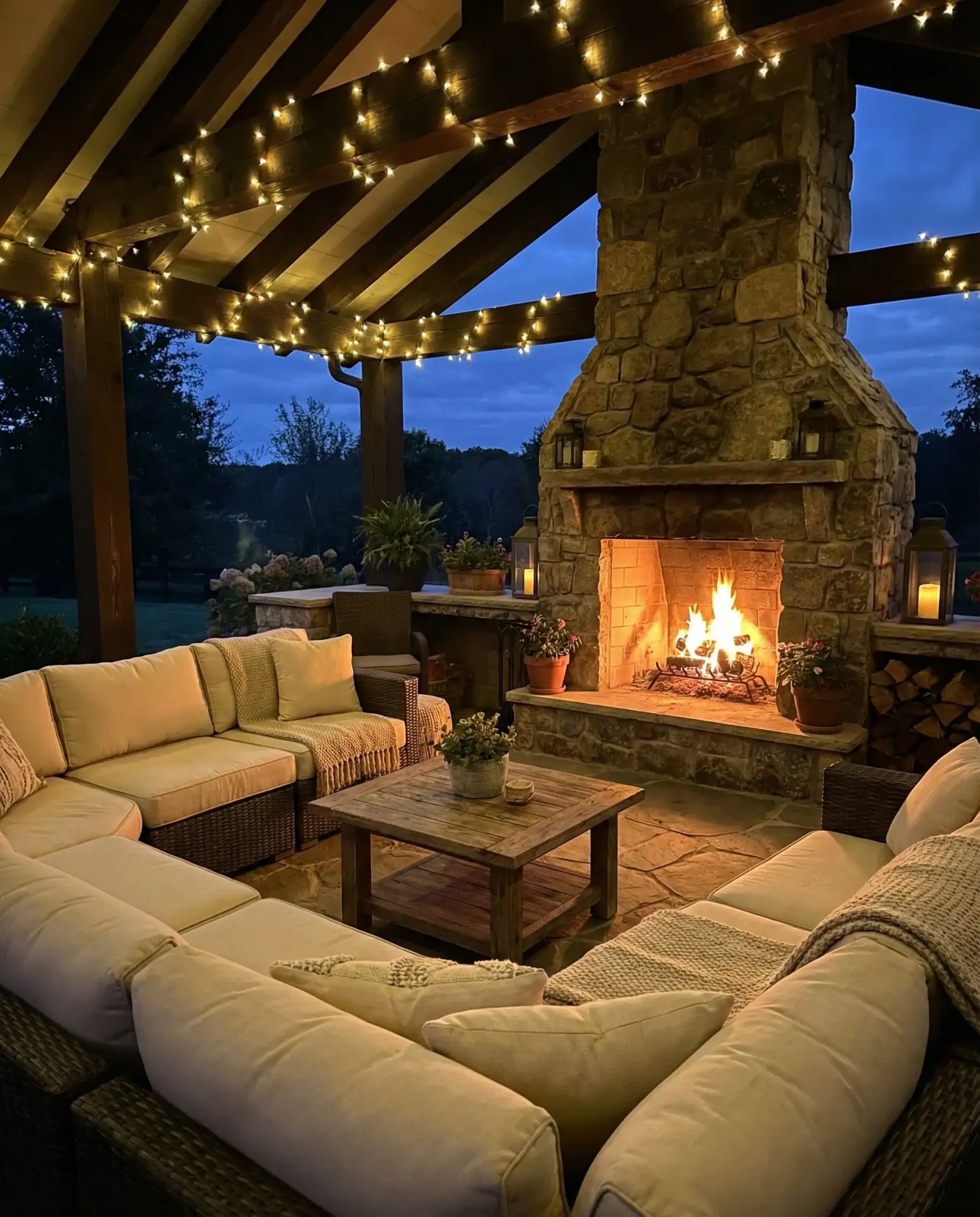 Covered Patio with Built-In Fireplace 1