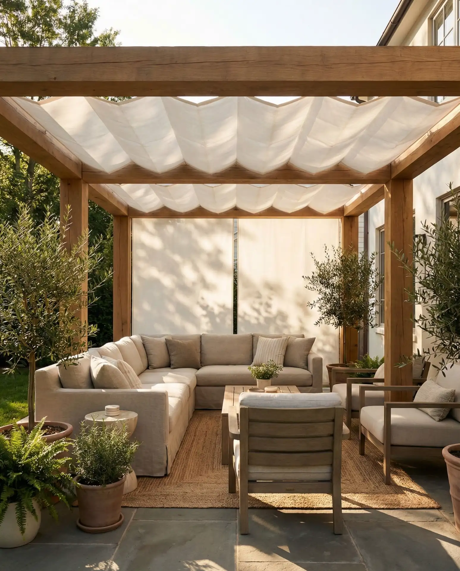 Covered Pergola with Retractable Canopy 1