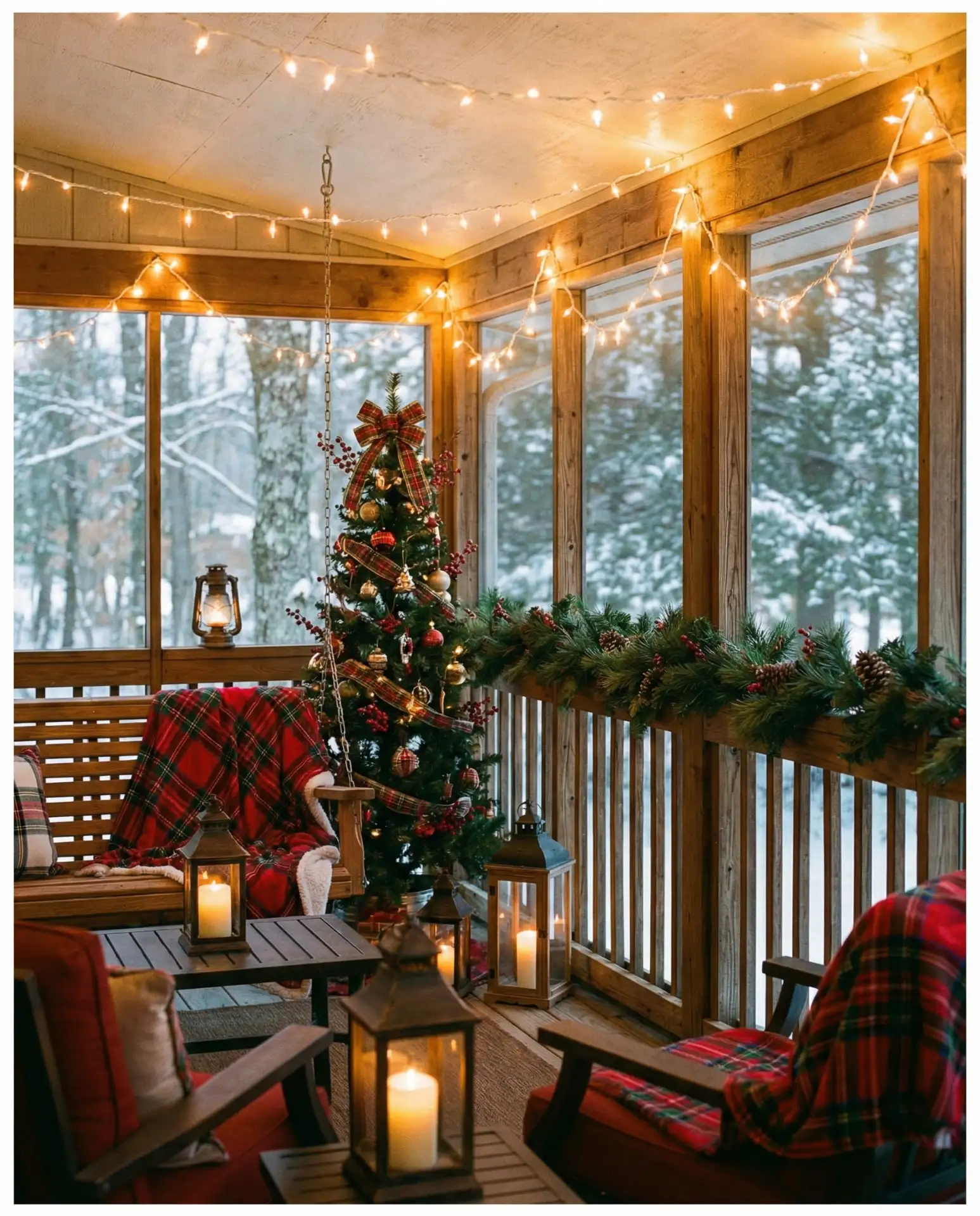 Cozy Christmas Porch with Twinkling Lights 1