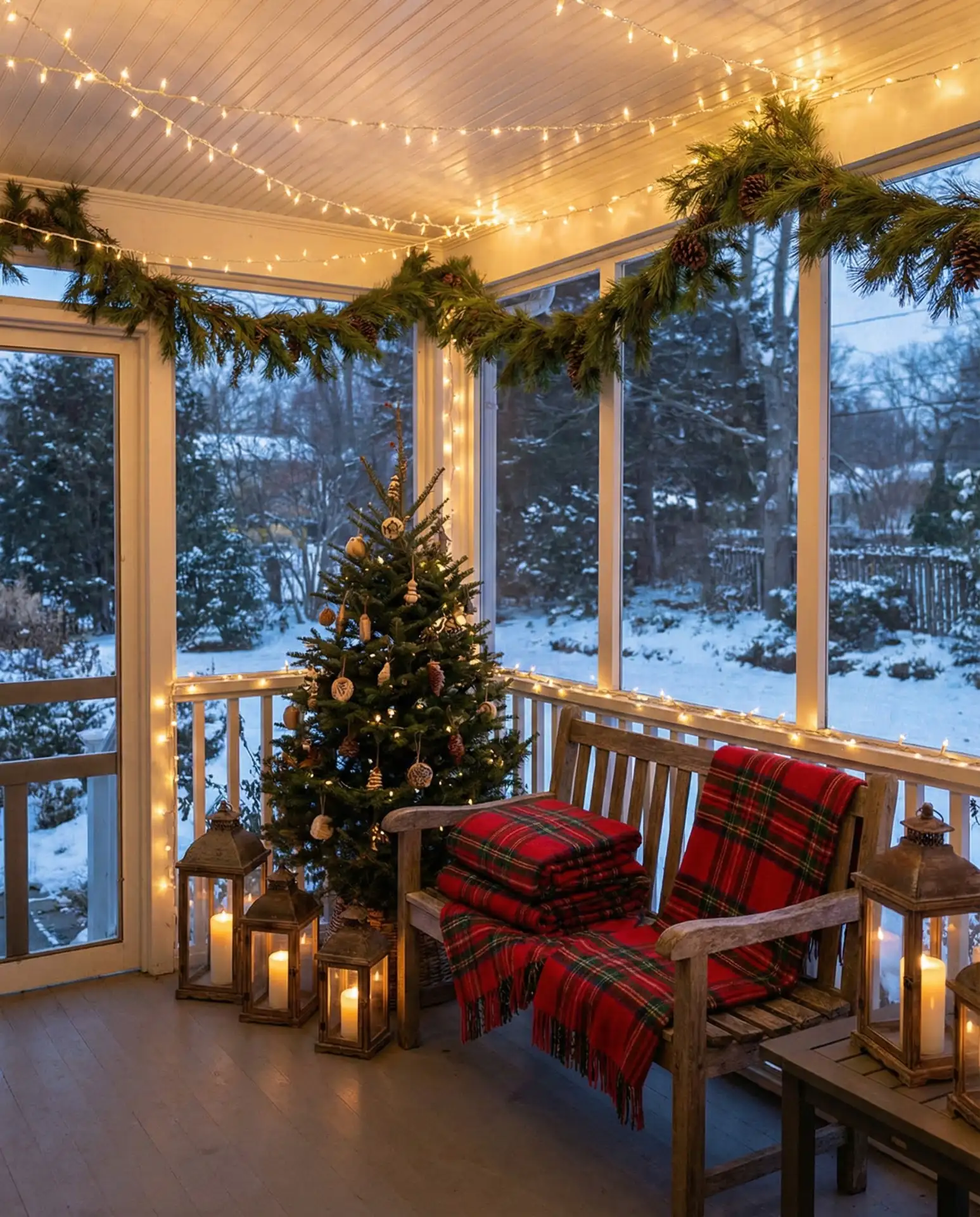 Cozy Christmas Porch with Twinkling Lights 2