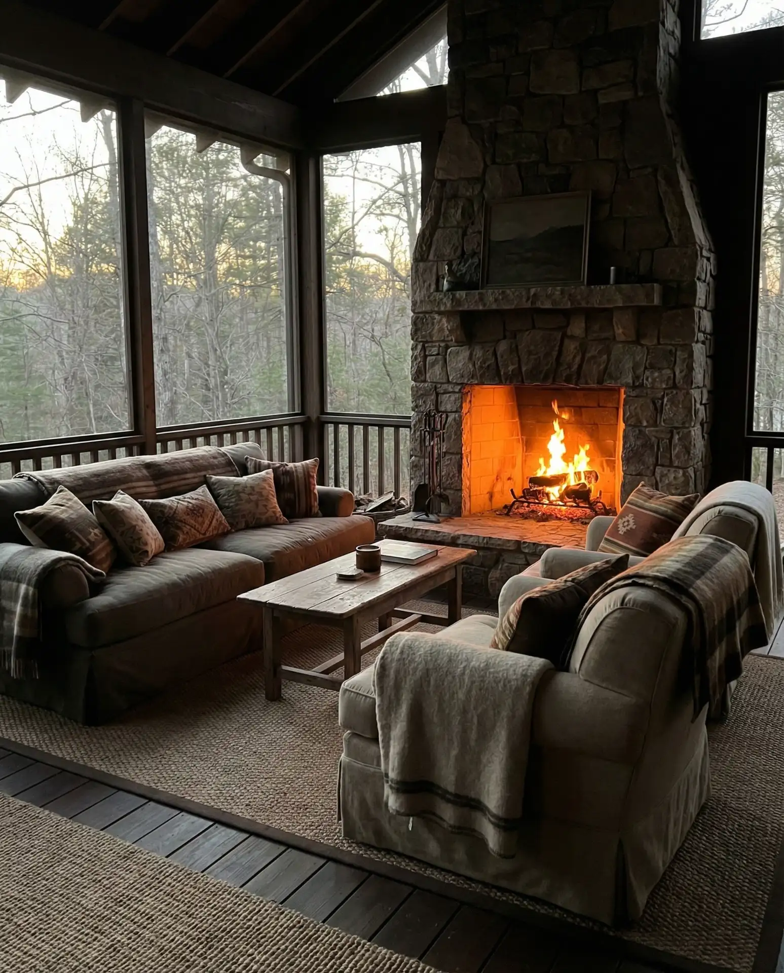 Cozy Fireplace Nook with Oversized Seating 2