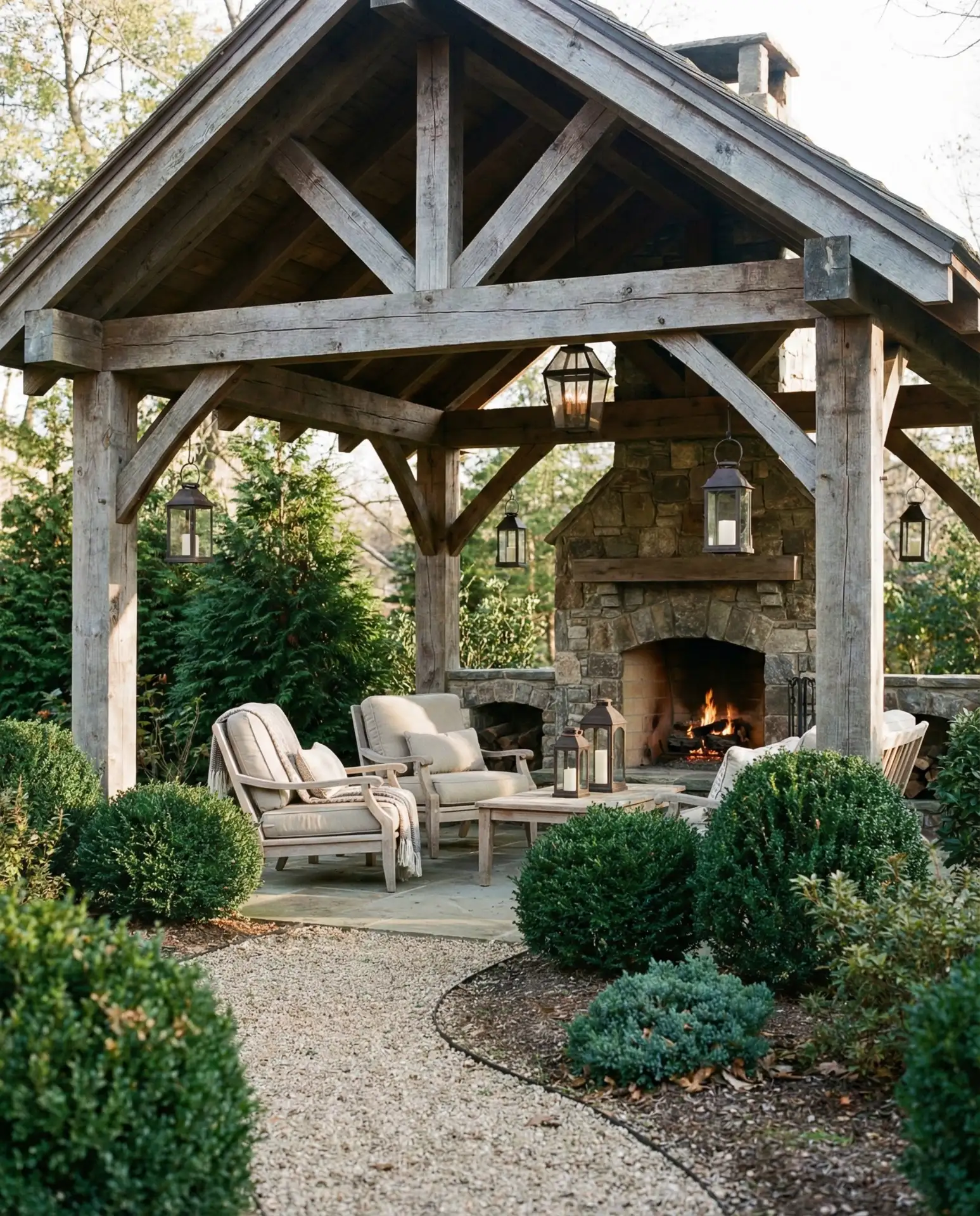 Cozy Gazebo with Built-In Fireplace 1