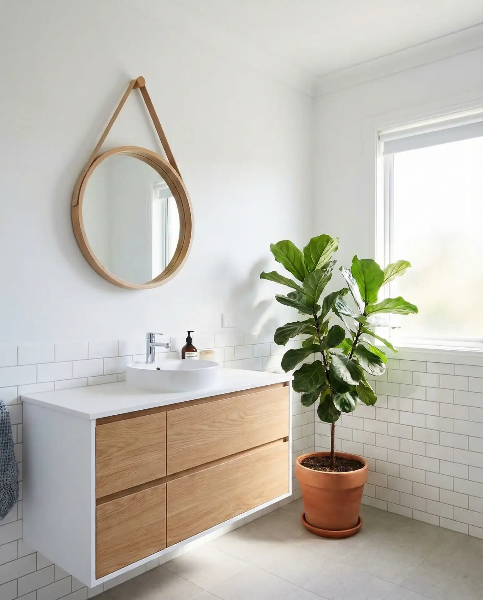 Crisp White Walls with Warm Wood Tones 1