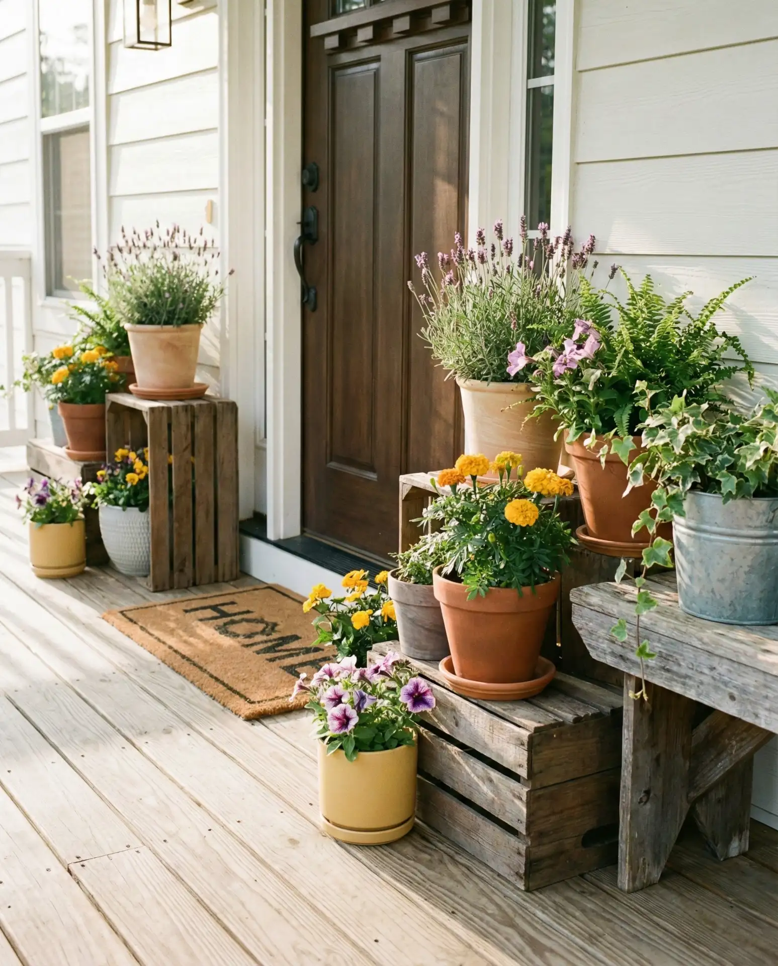 Curb Appeal Porch Ideas with Container Gardens 1