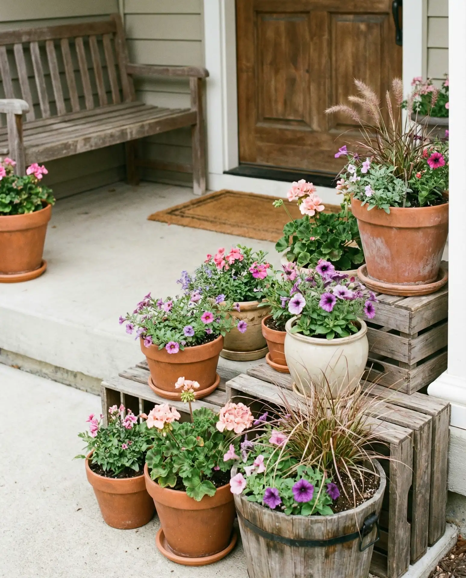 Curb Appeal Porch Ideas with Container Gardens 2