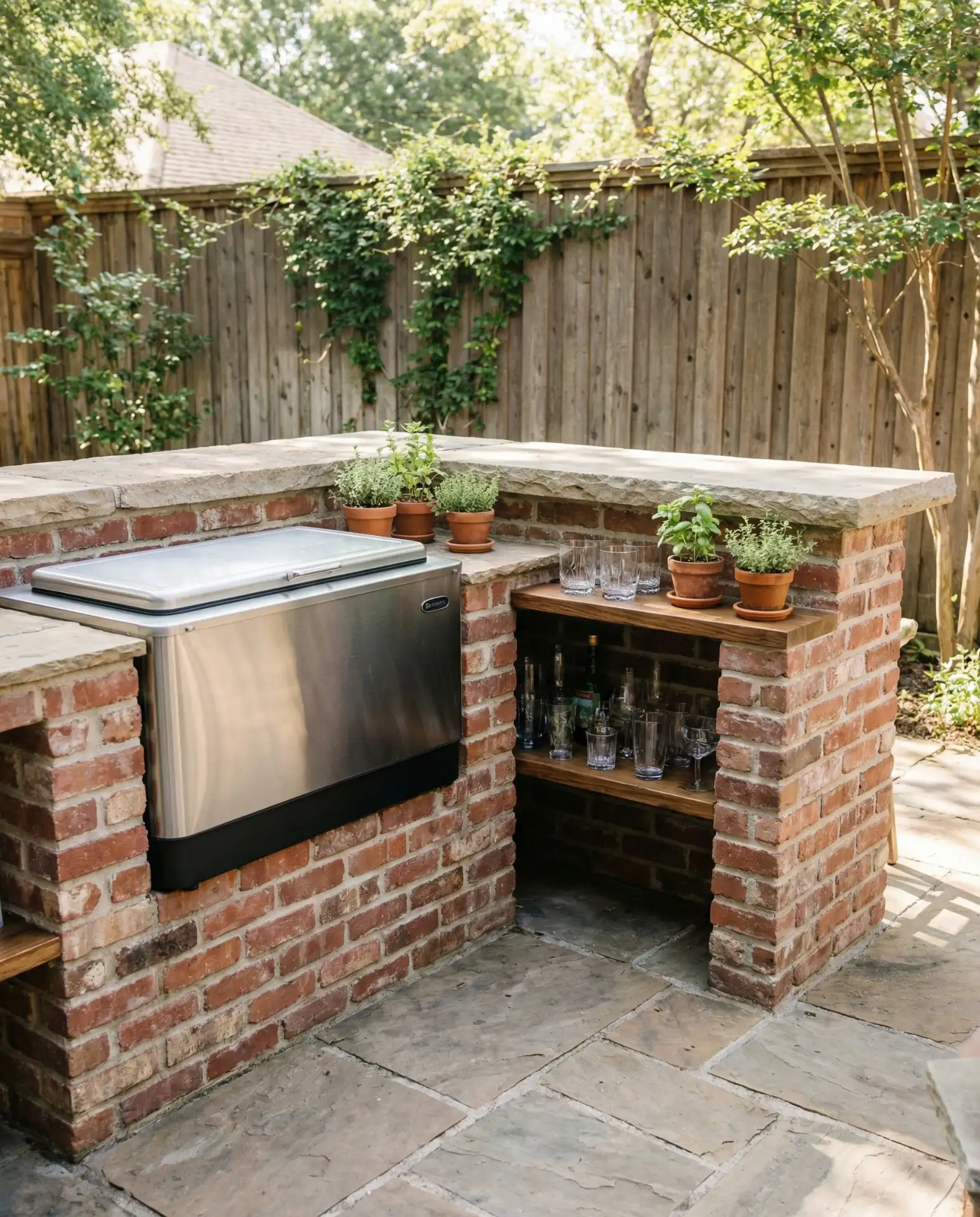 DIY Brick Bar with Built-In Cooler 2