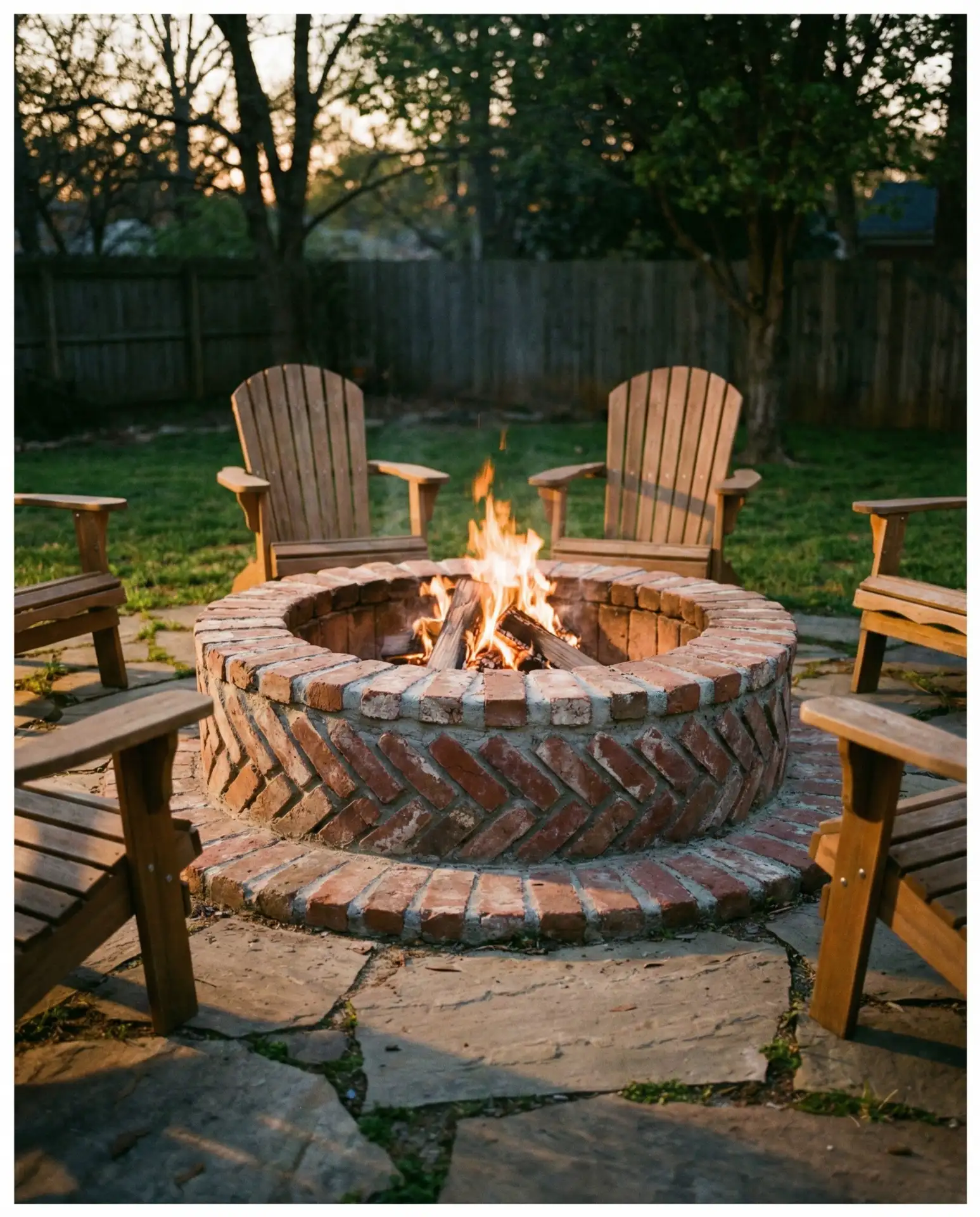 DIY Brick Fire Pit with Herringbone Pattern Base 1