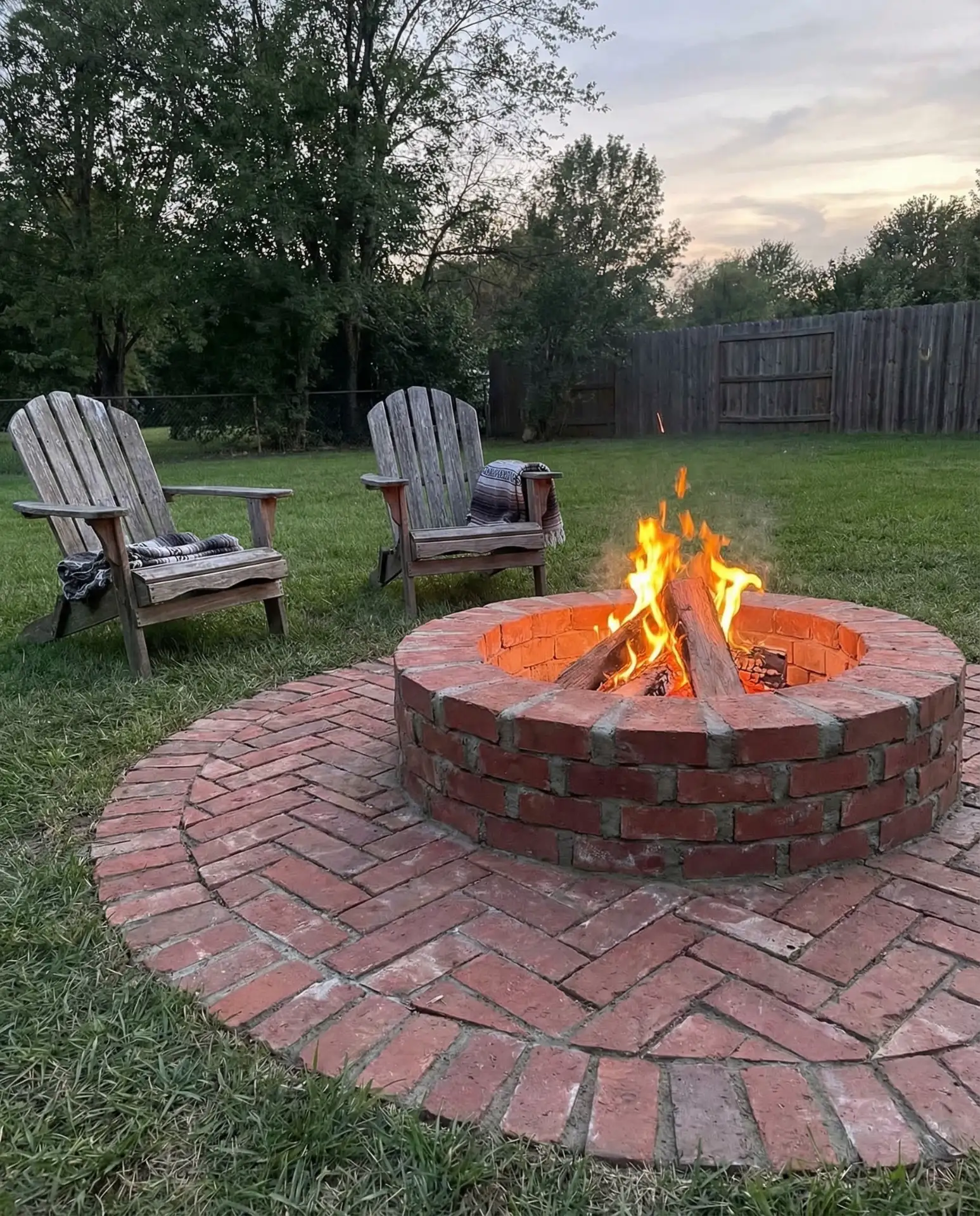 DIY Brick Fire Pit with Herringbone Pattern Base 2