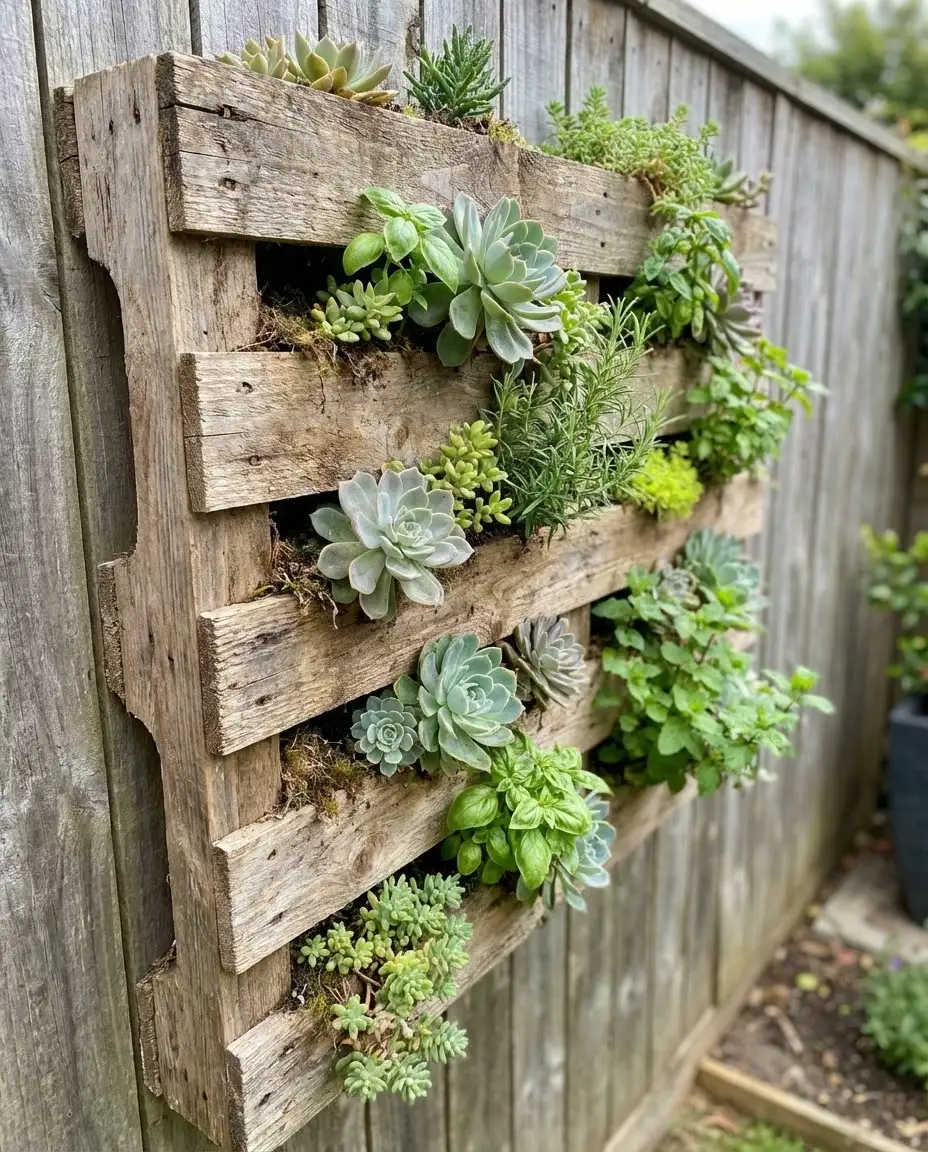 DIY Pallet Planter Wall 1