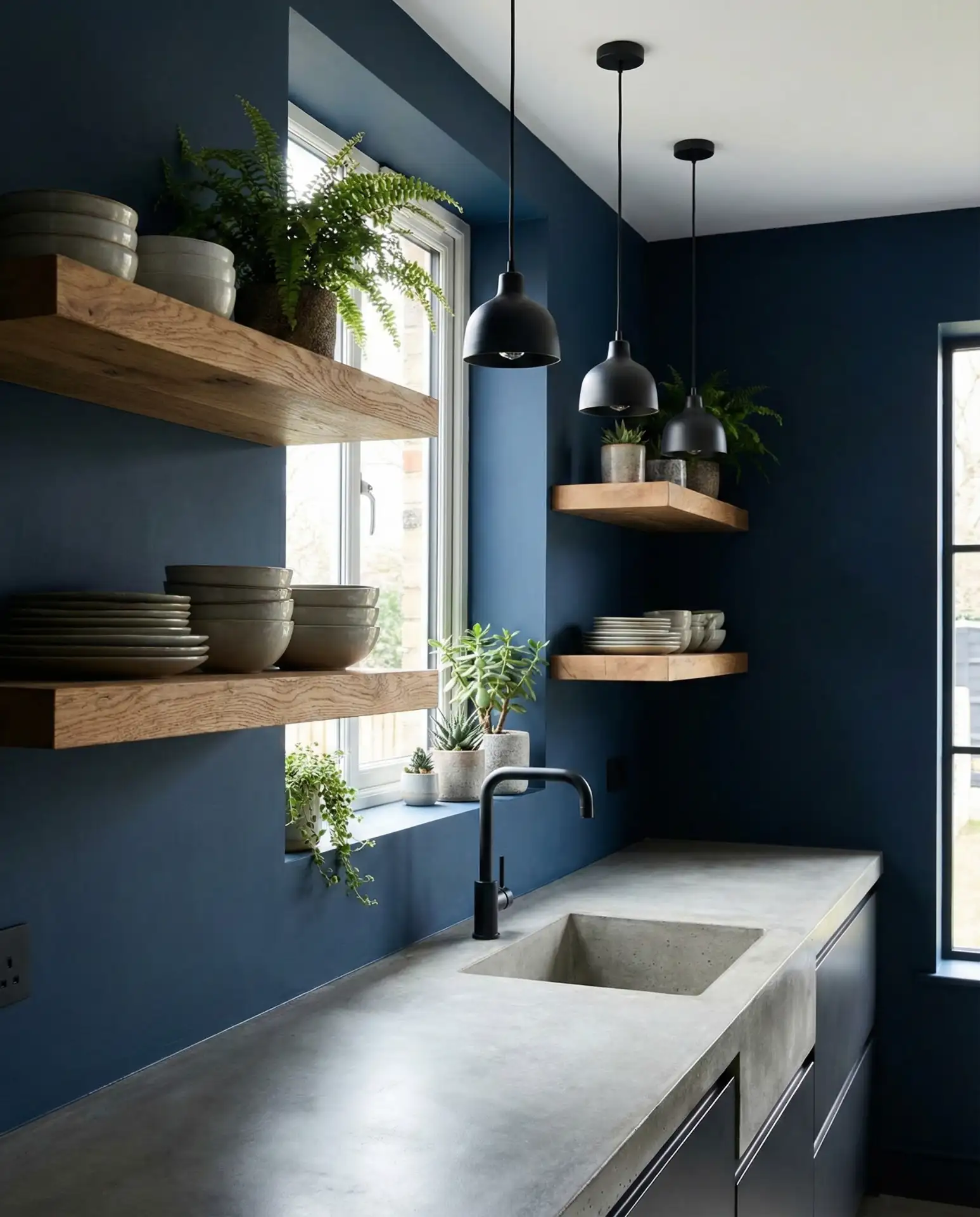 Dark Moody Walls with Open Shelving 2