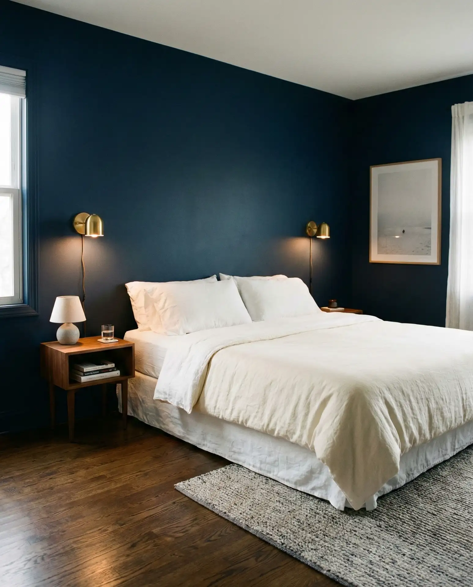 Dark Navy Accent Wall with Brass Details 1