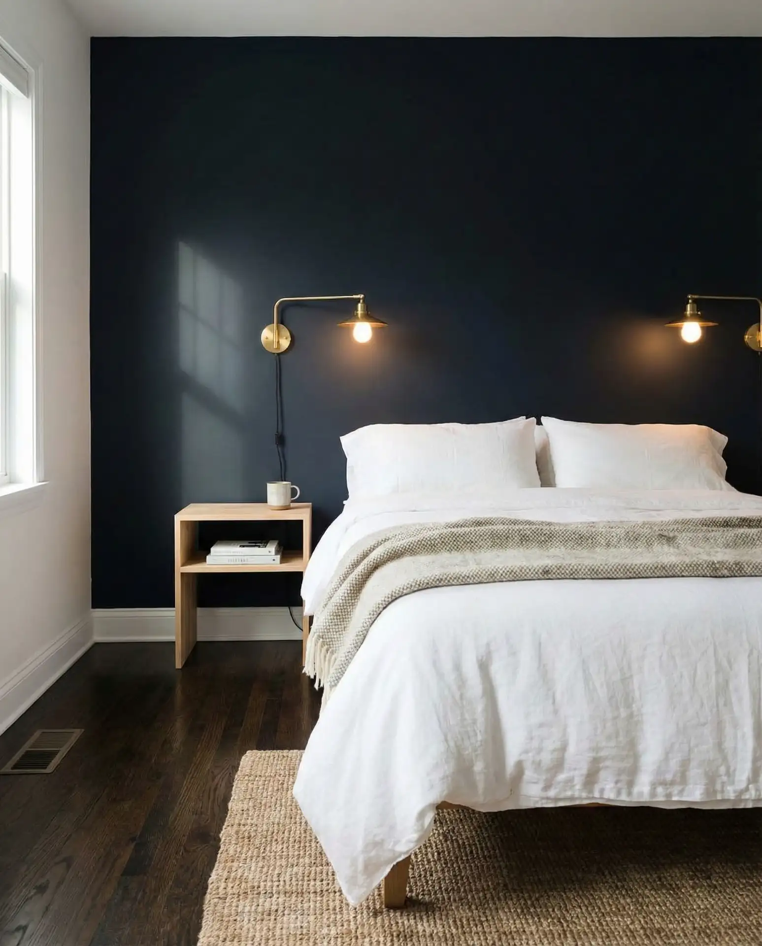Dark Navy Accent Wall with Brass Details 2