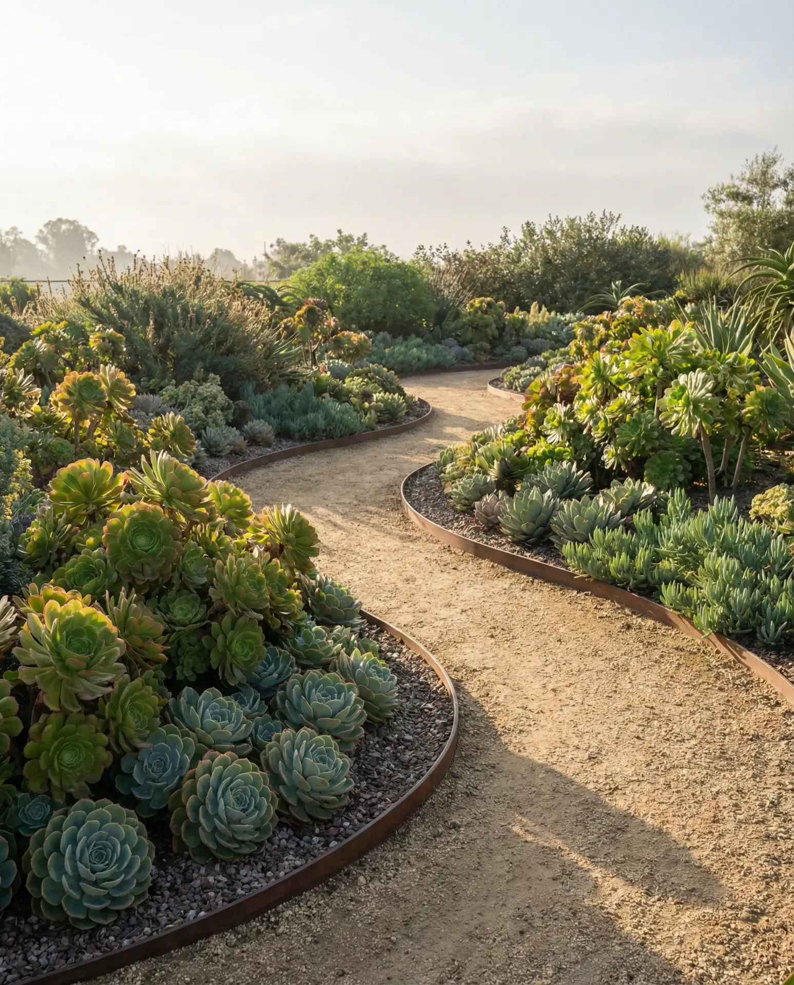 Decomposed Granite Paths Winding Through Succulent Beds