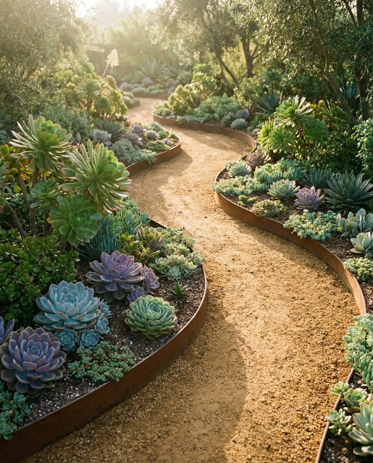 Decomposed Granite Paths Winding Through Succulent Beds