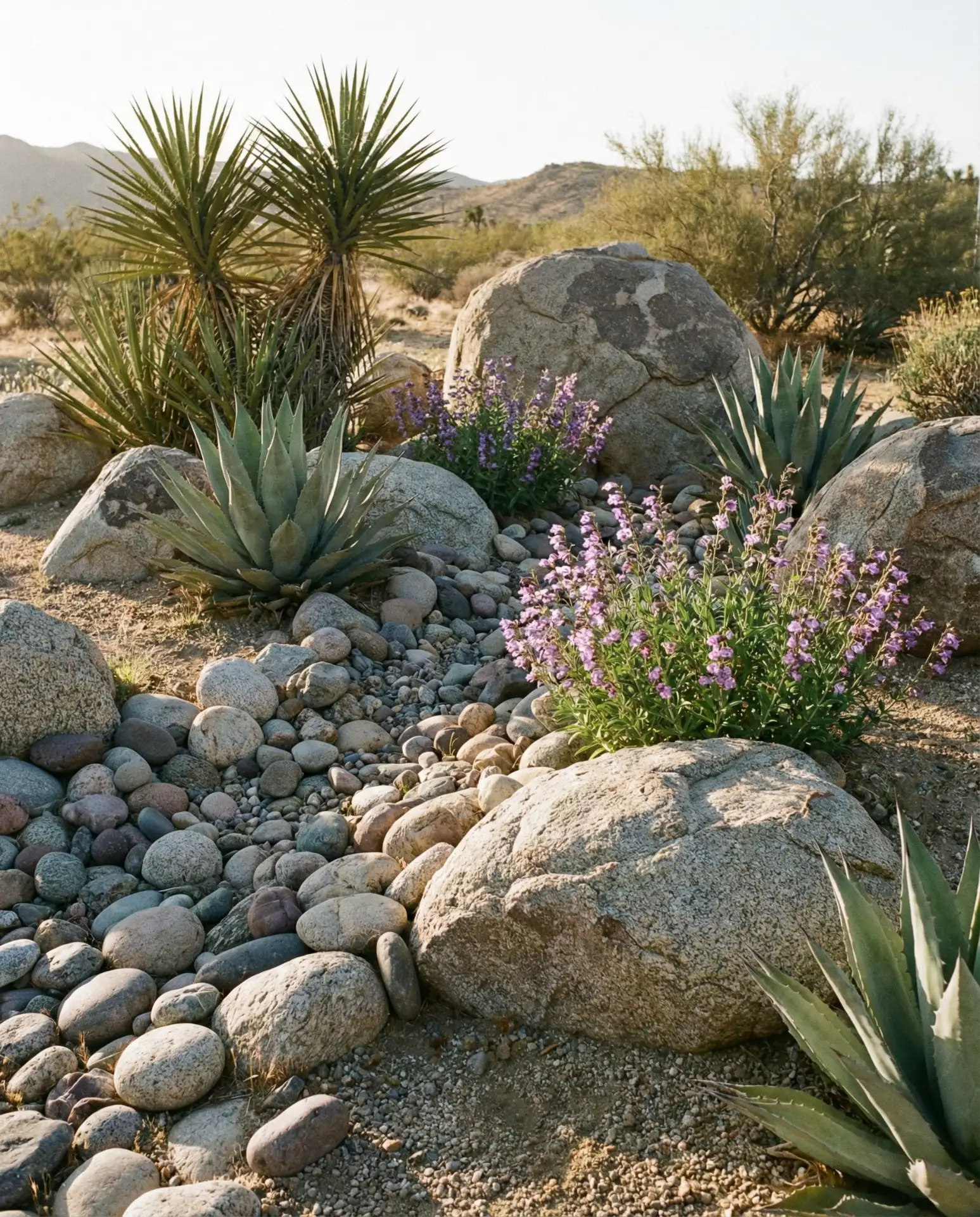 Drought-Tolerant Rock Garden with Sculptural Boulders