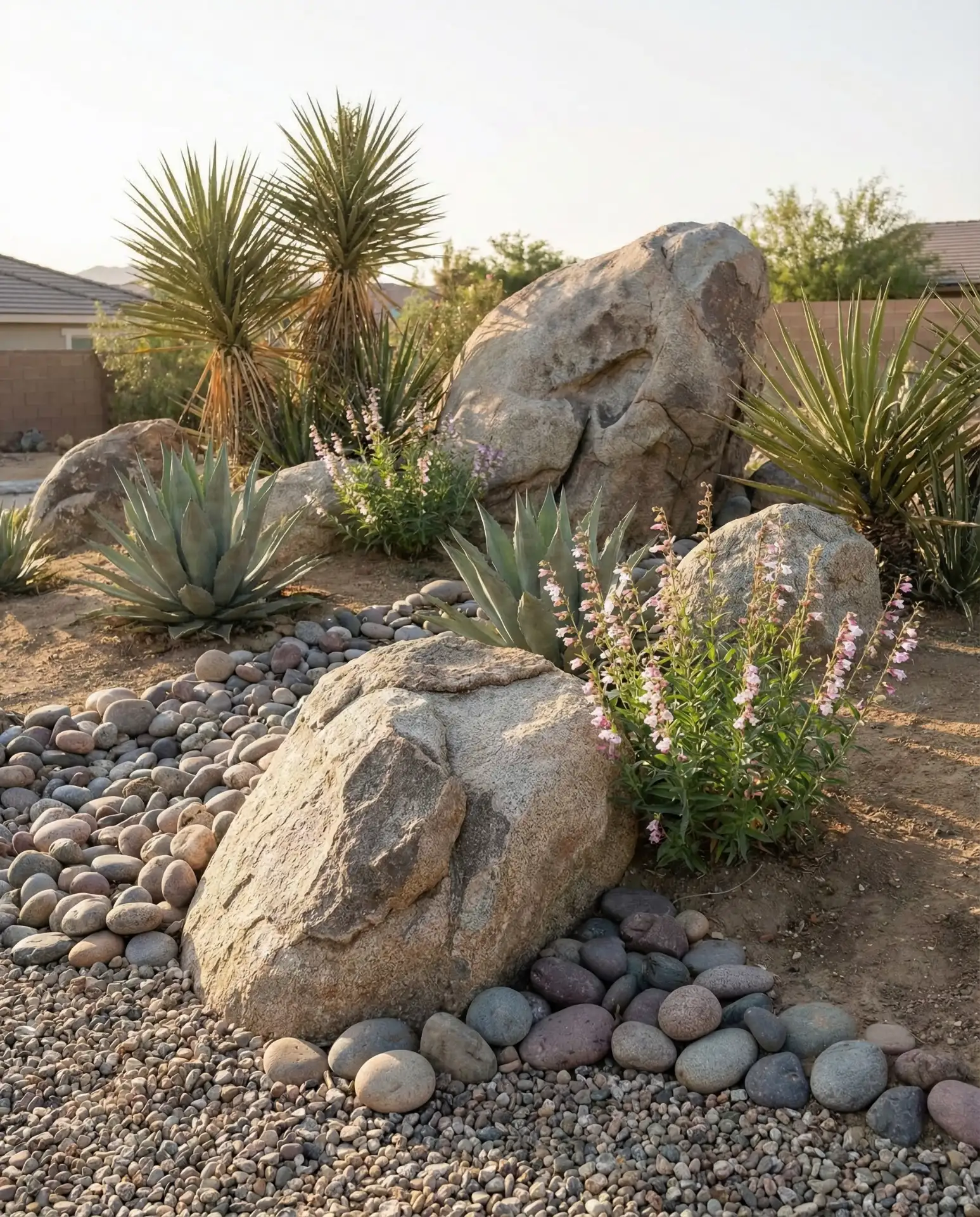Drought-Tolerant Rock Garden with Sculptural Boulders