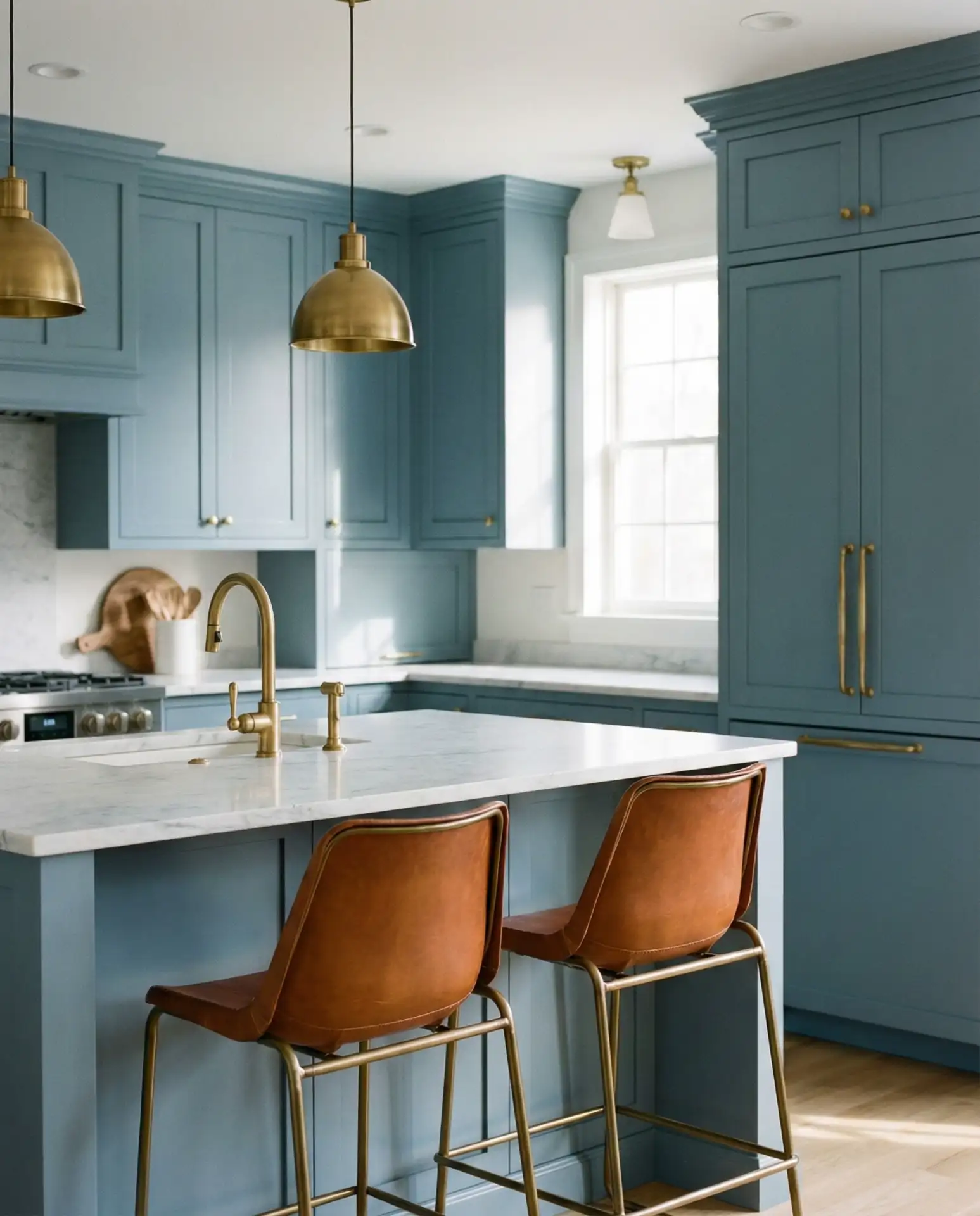 Dusty Blue with Brass and Leather Accents 1