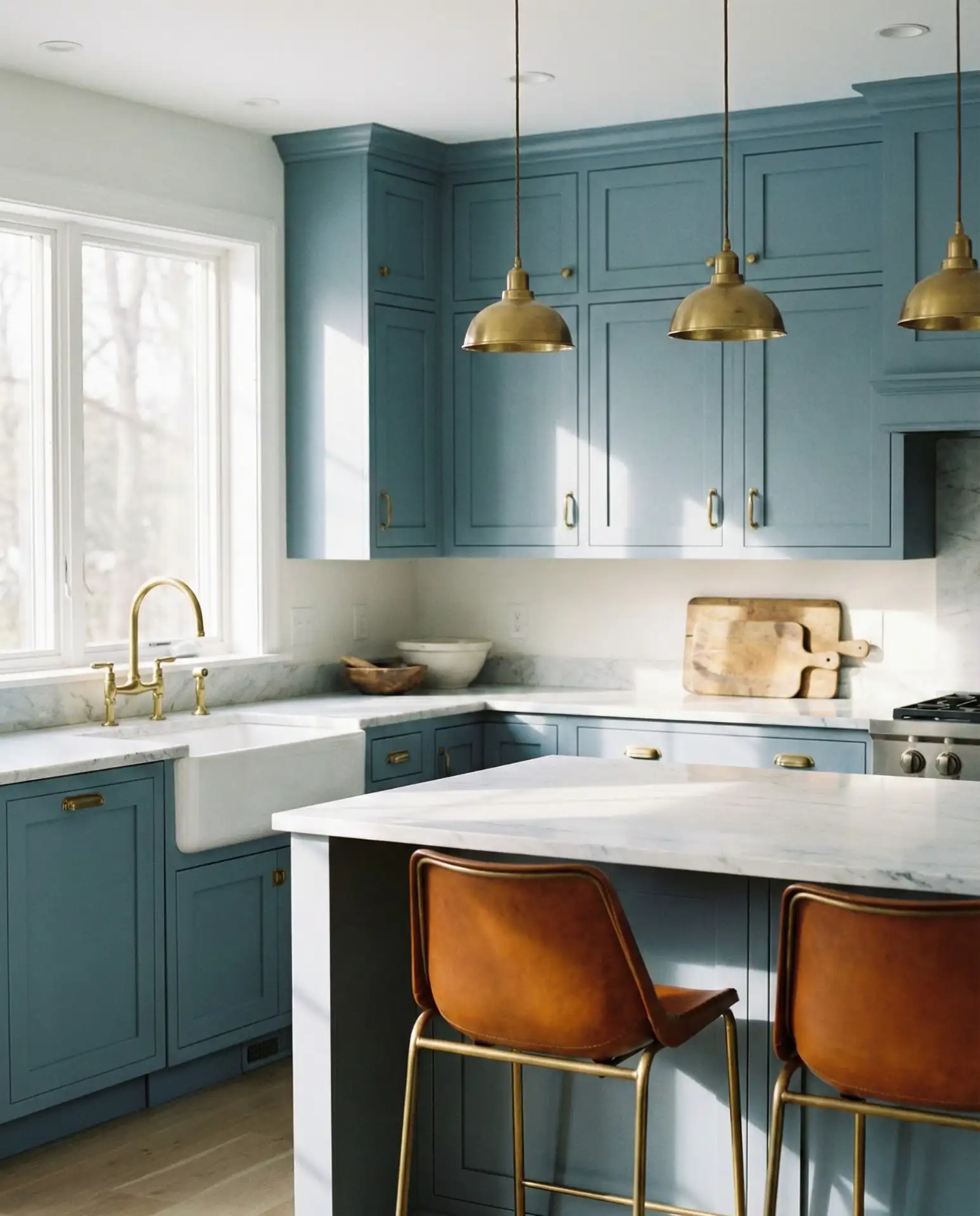 Dusty Blue with Brass and Leather Accents 2