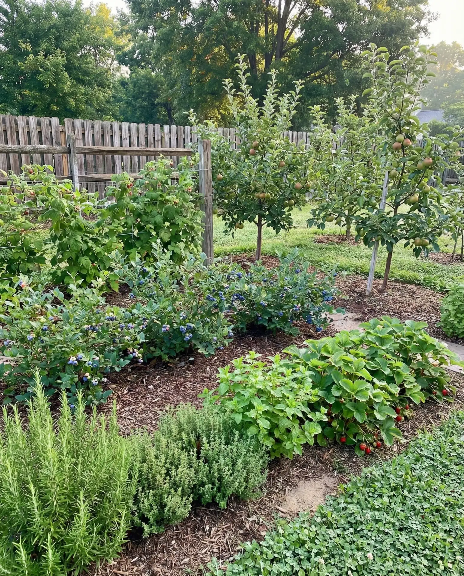 Edible Landscape with Fruit Trees and Berry Hedges