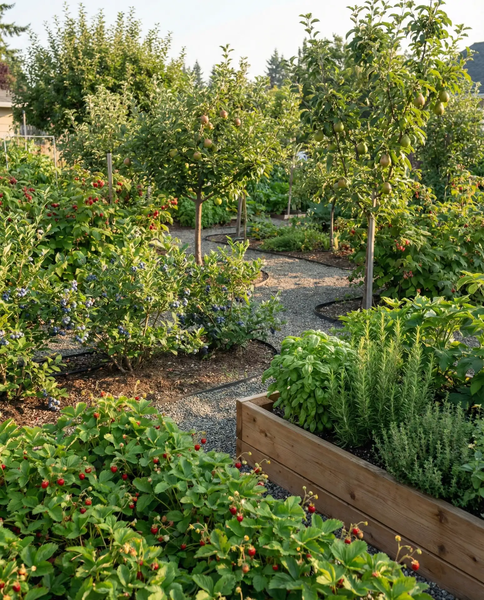 Edible Landscape with Fruit Trees and Berry Hedges