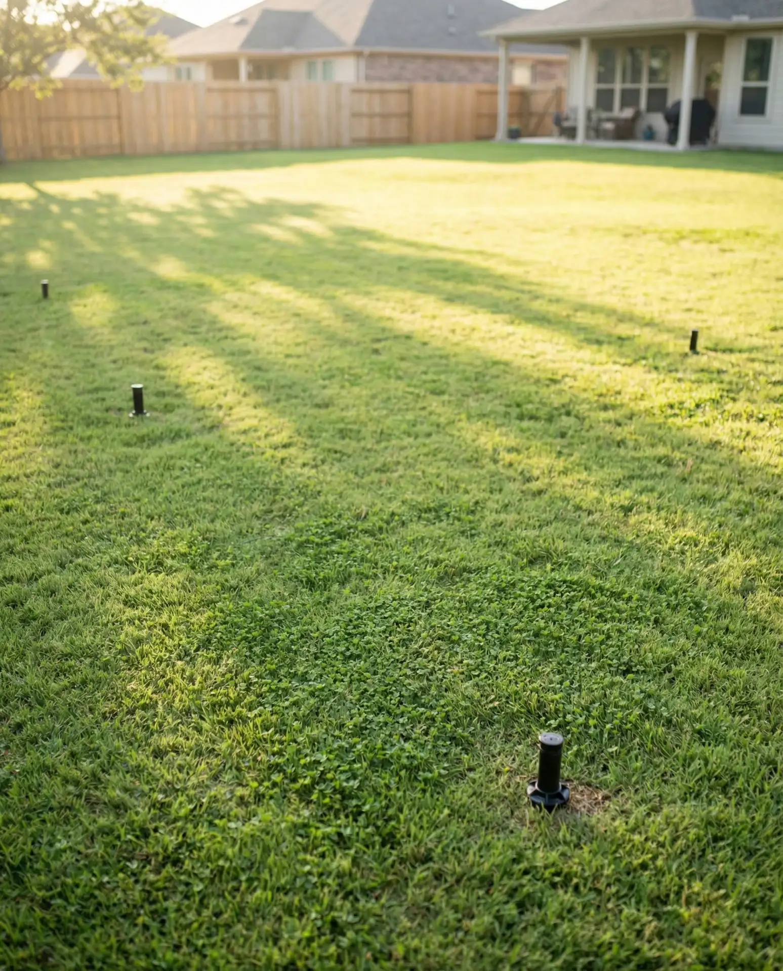 Expansive Lawn with Hidden Irrigation and Clover Patches