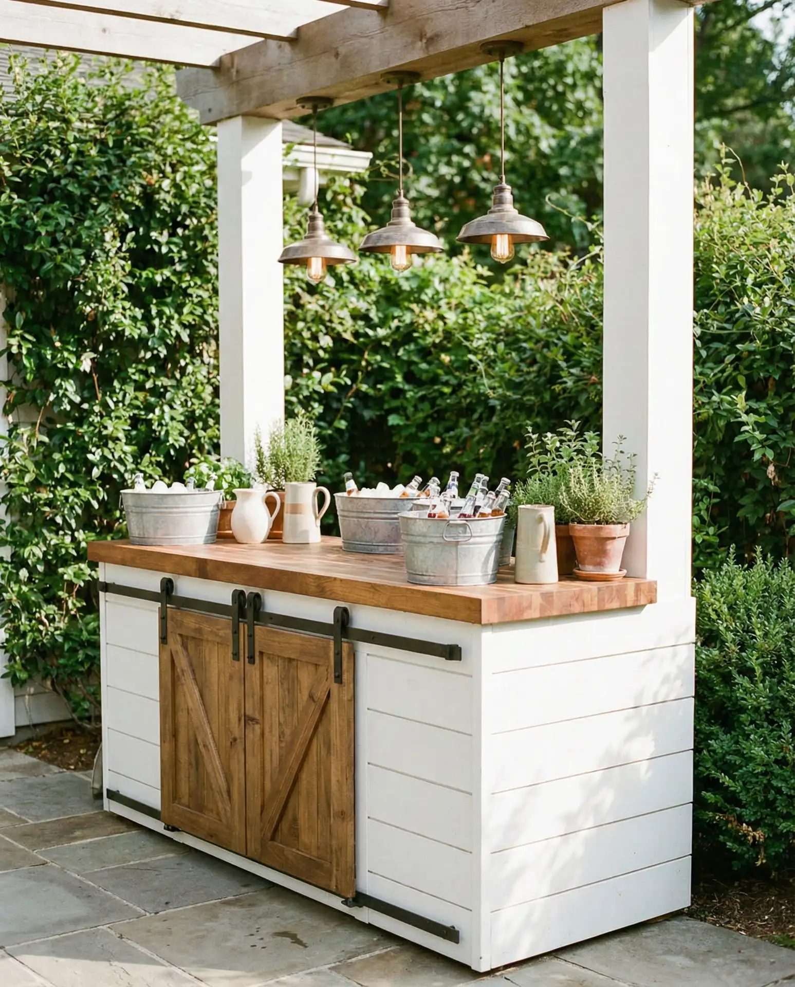 Farmhouse Bar with Shiplap and Barn Doors 1