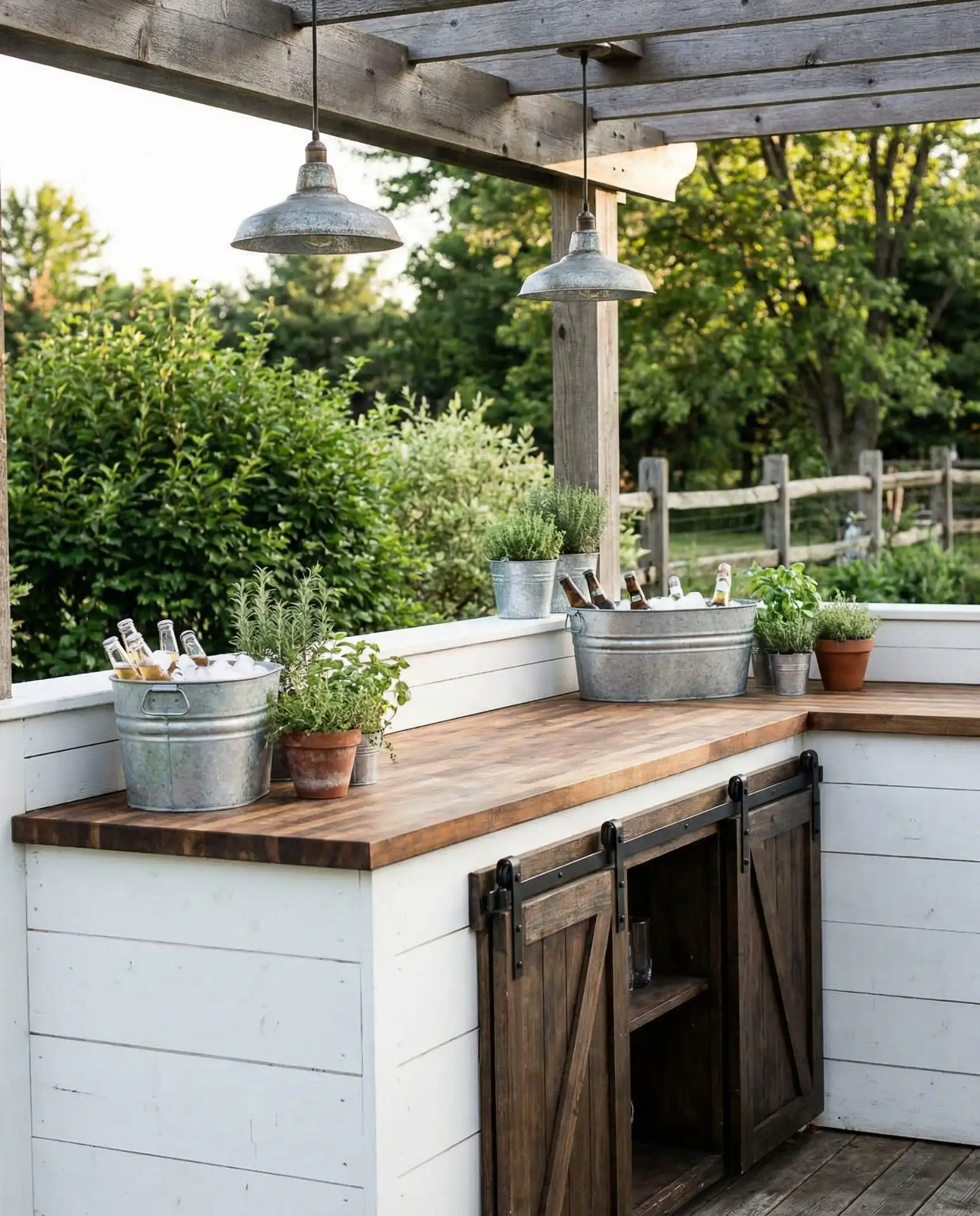 Farmhouse Bar with Shiplap and Barn Doors 2