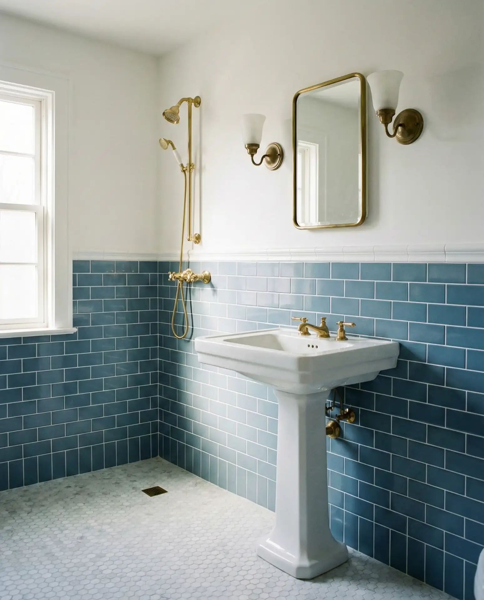 French Blue Tile in Classic Subway Pattern 1