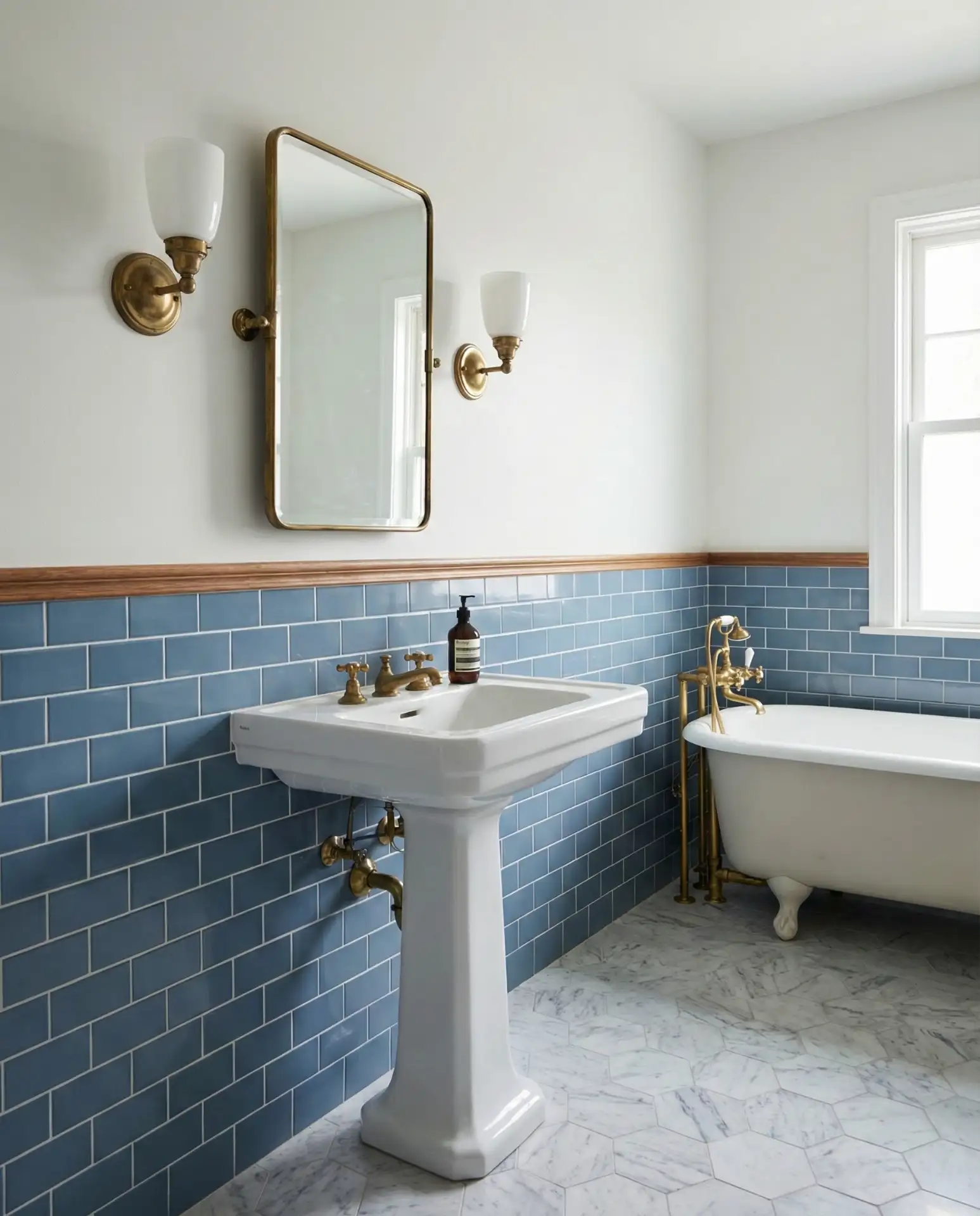 French Blue Tile in Classic Subway Pattern 2