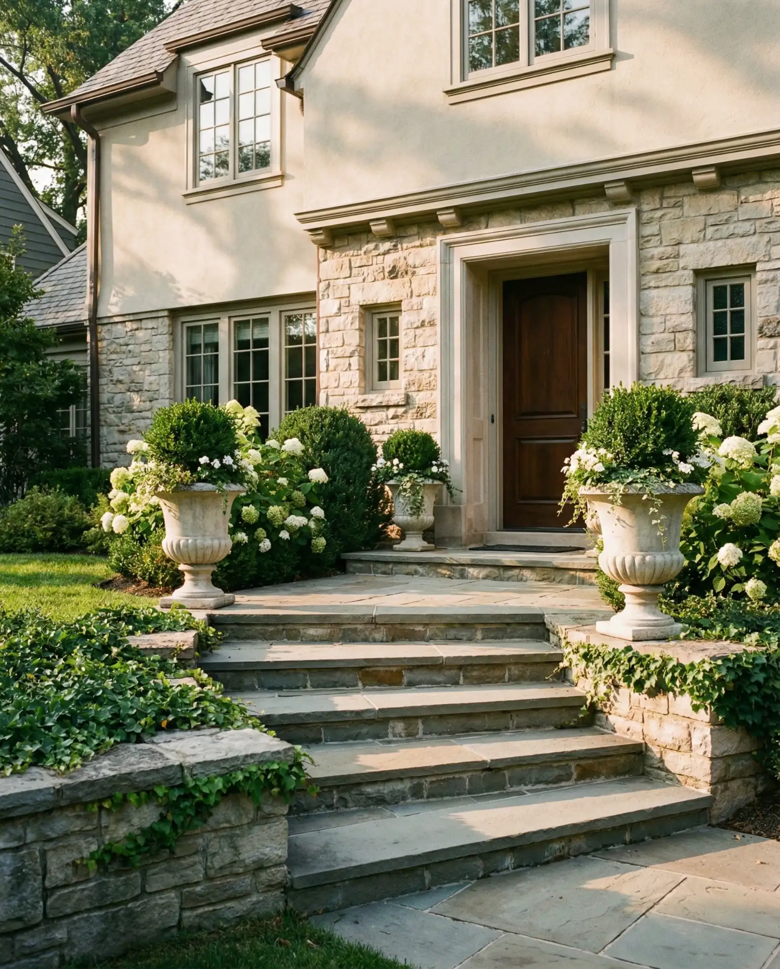 Front Entry Formal Stone Steps 1