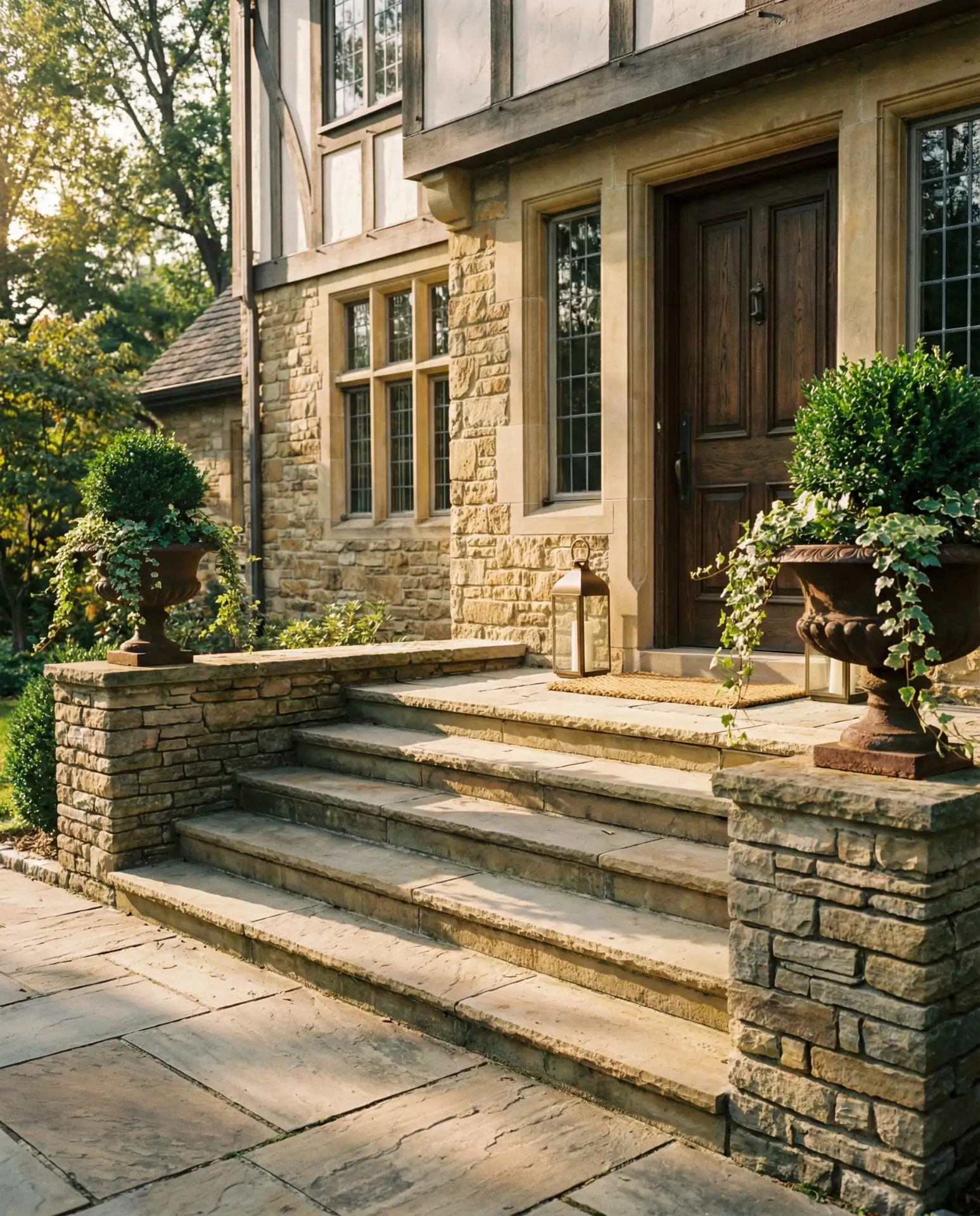 Front Entry Formal Stone Steps 2